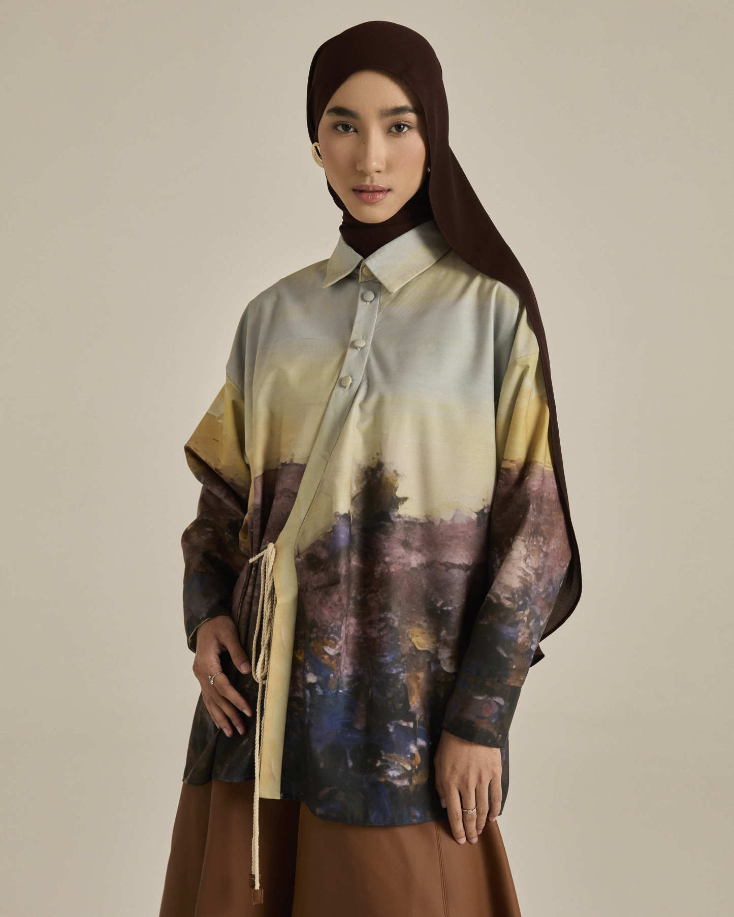 Panorama Sunset Yellow Asymmetric Shirt