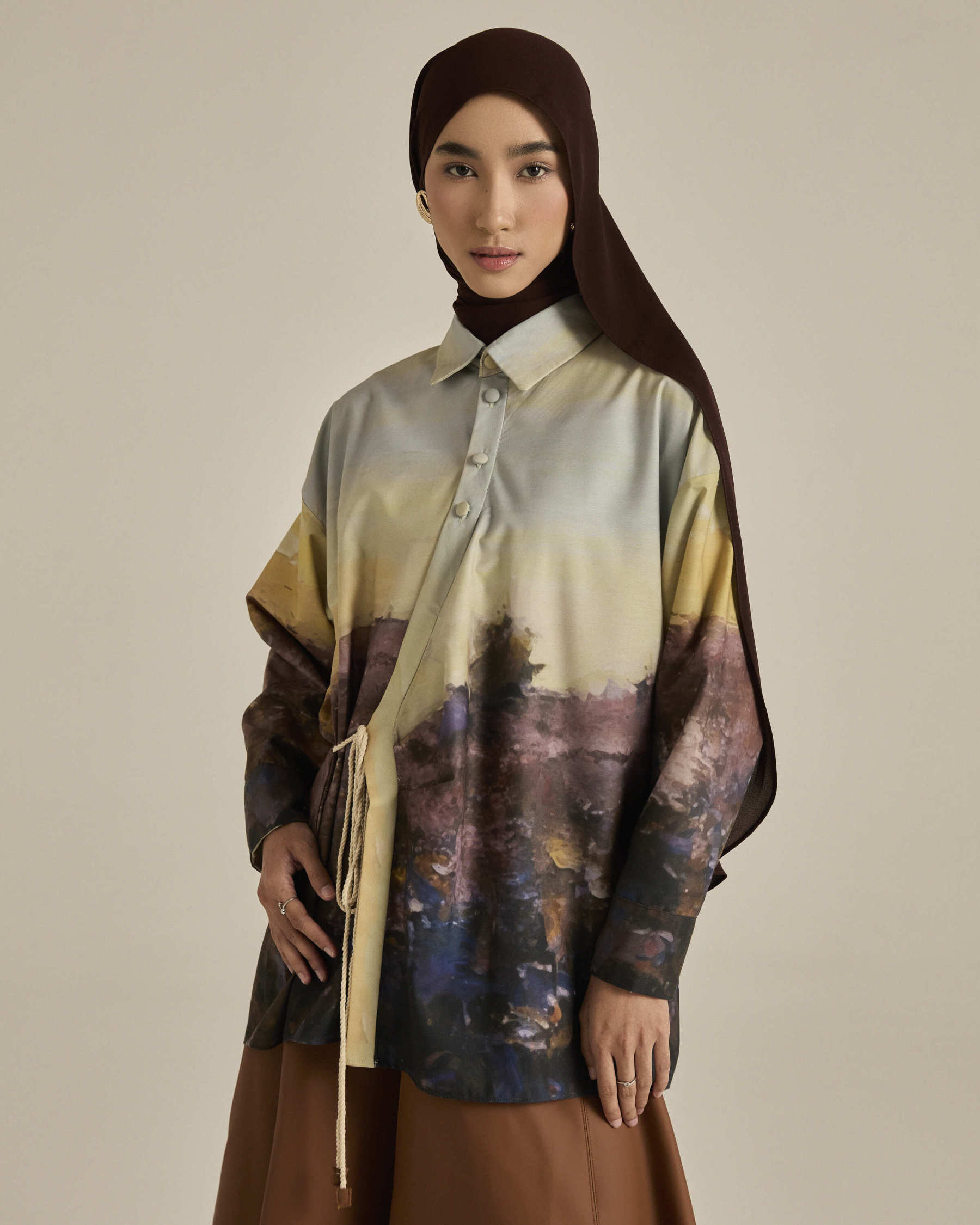 Panorama Sunset Yellow Asymmetric Shirt