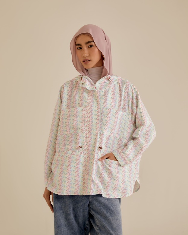 Misha Multi-White Printed Parka Jacket