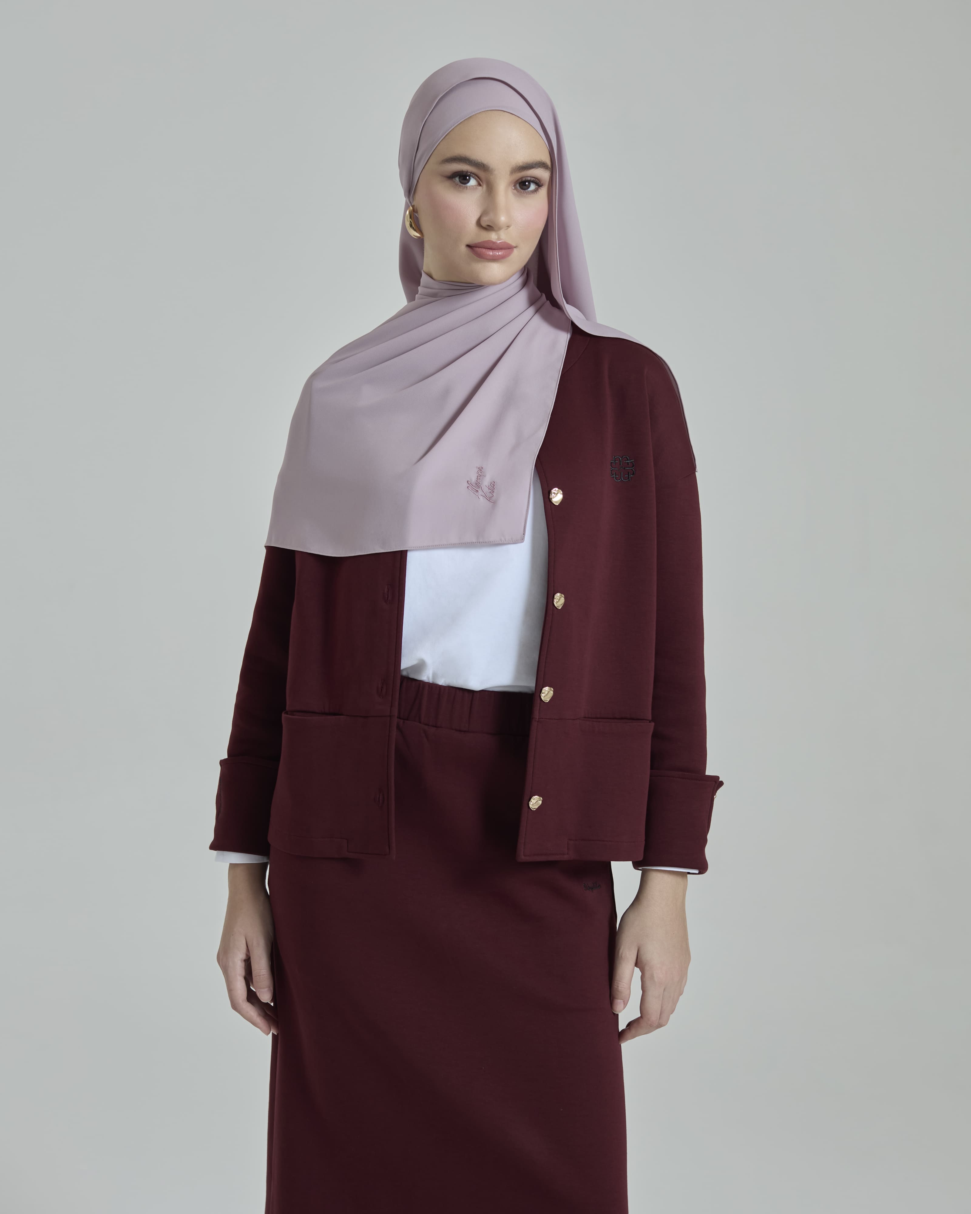 Leya Lavender Embroidered Chiffon Shawl