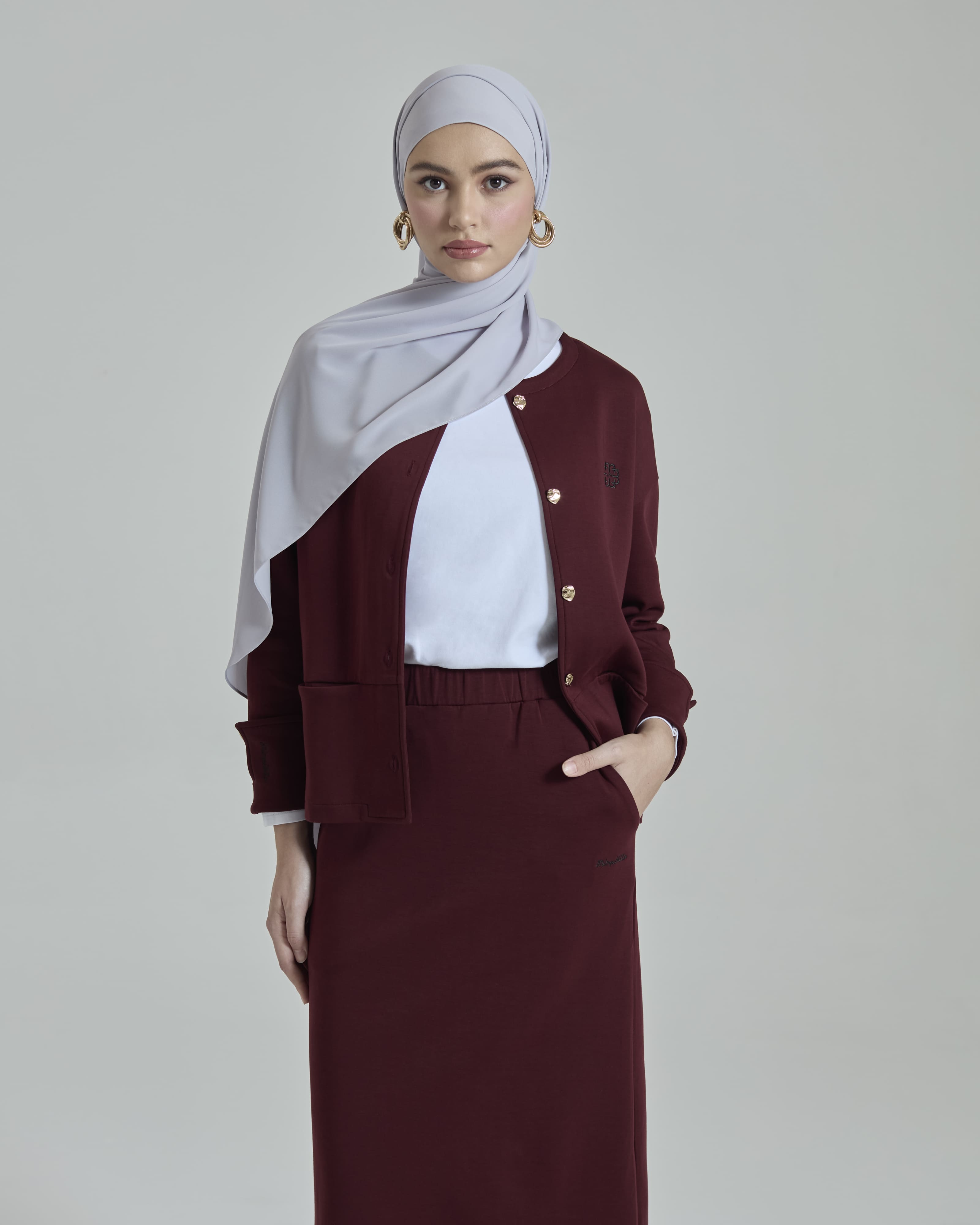Leya Light Grey Embroidered Chiffon Shawl