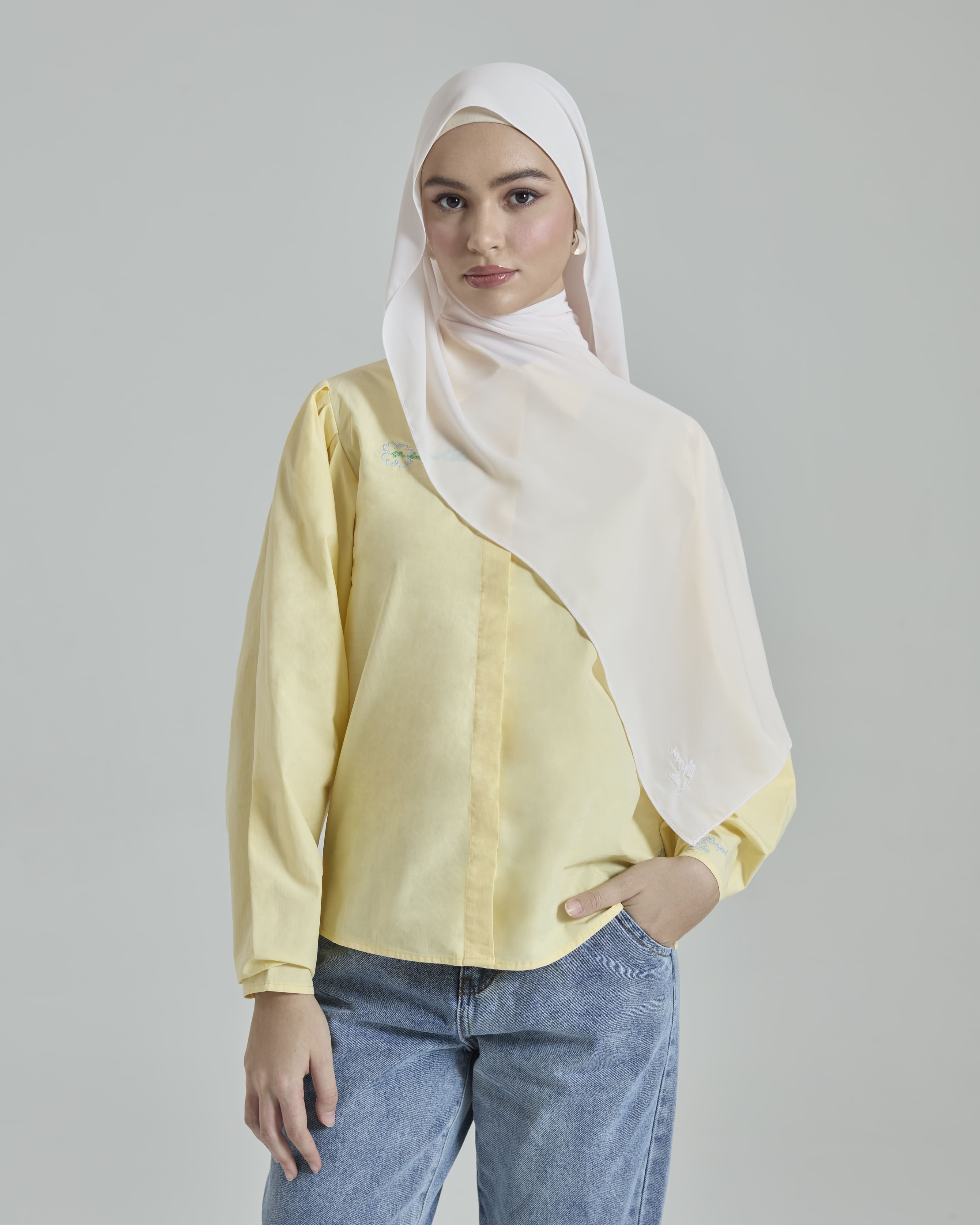 Leya Pearl Blush Embroidered Chiffon Shawl
