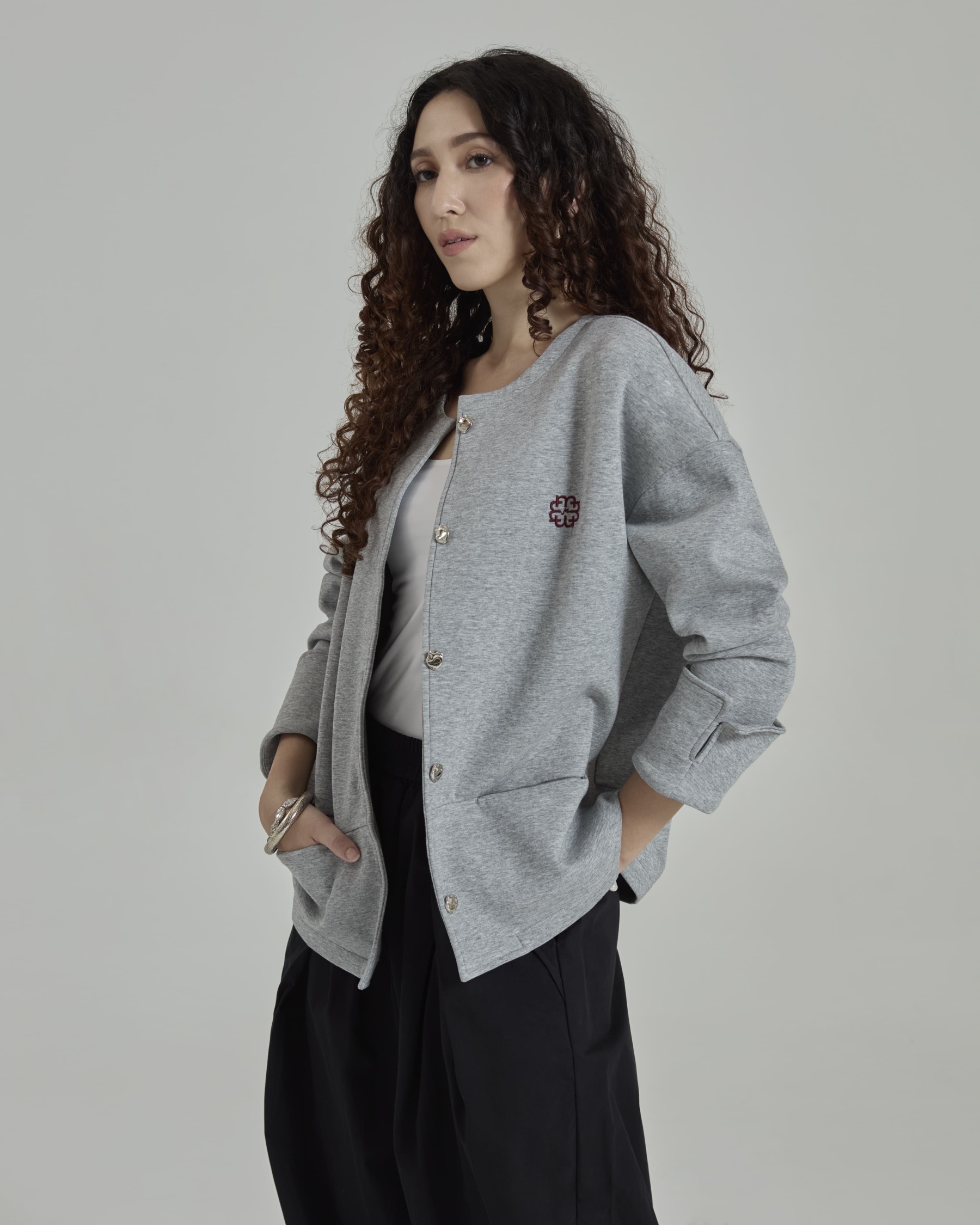 Donna Grey Monogram Structured Jacket