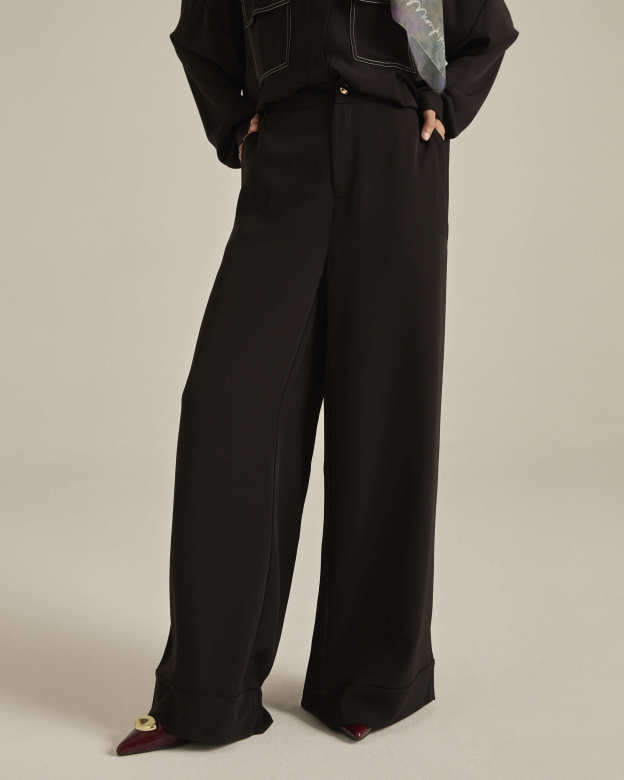 Nadya Black Monogram Loose Pants