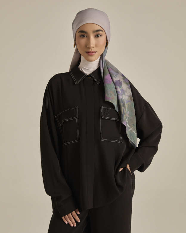 Nadya Black Monogram Loose Shirt
