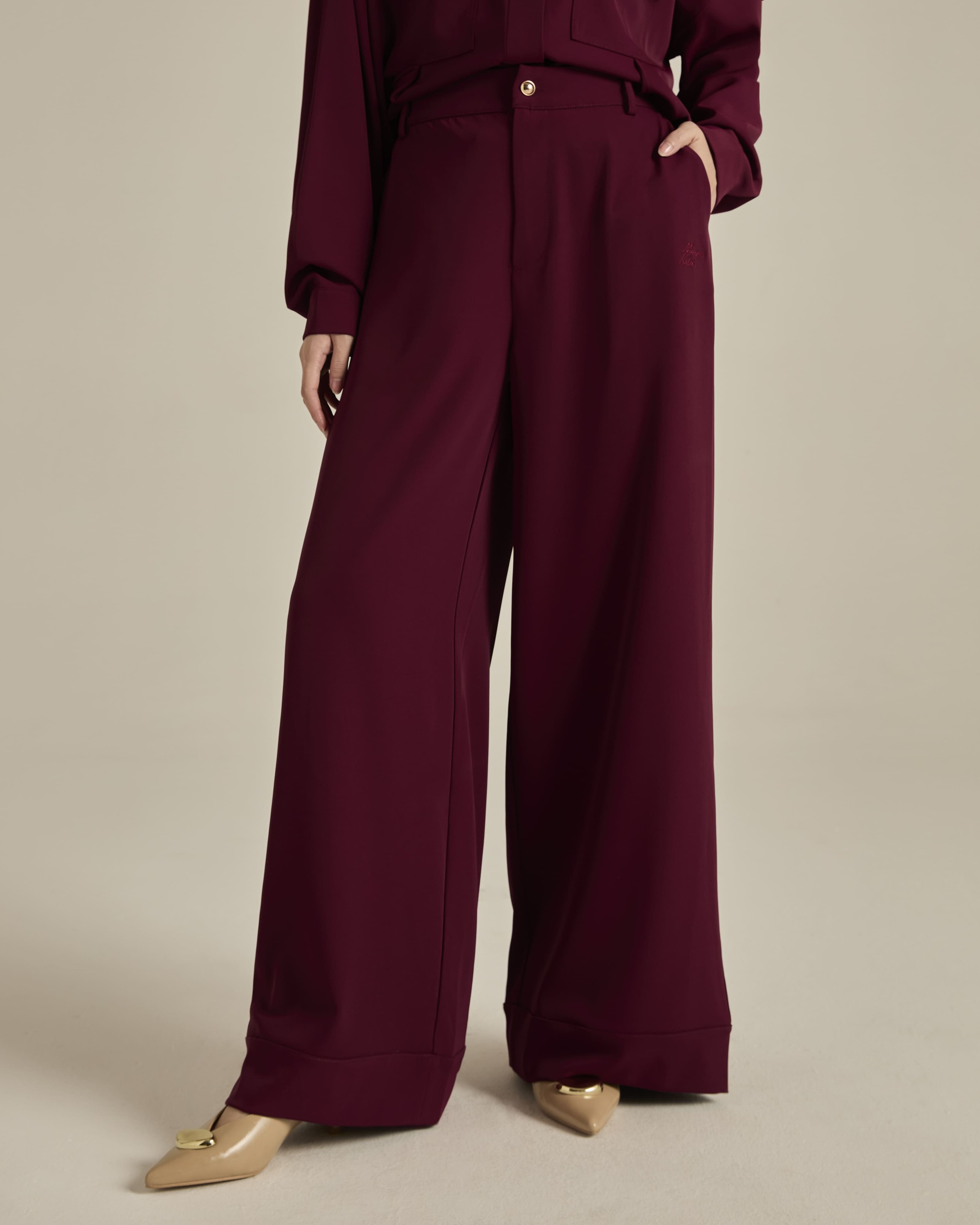 Nadya Plum Monogram Loose Pants