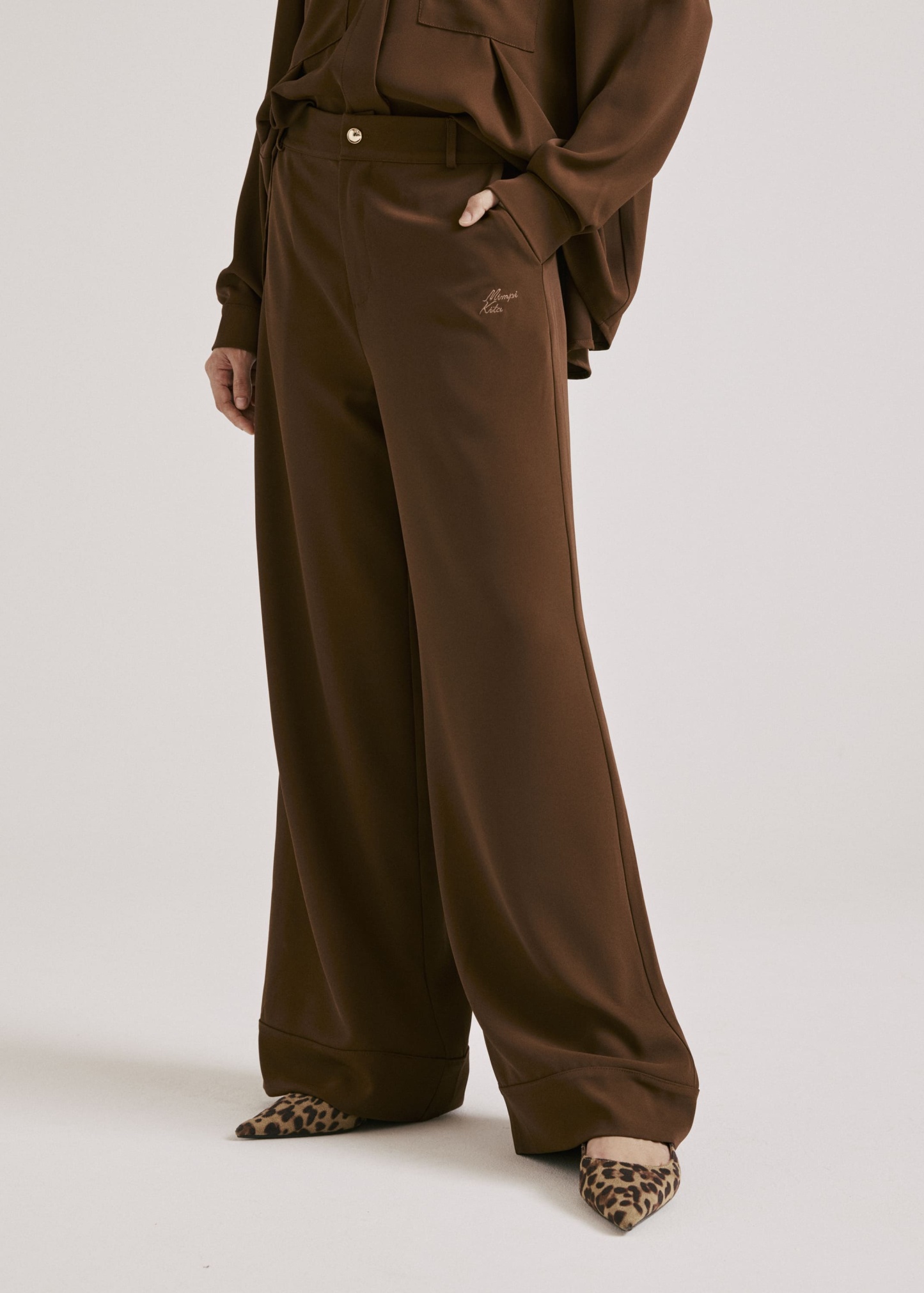 Nadya Deep Brown Monogram Loose Pants