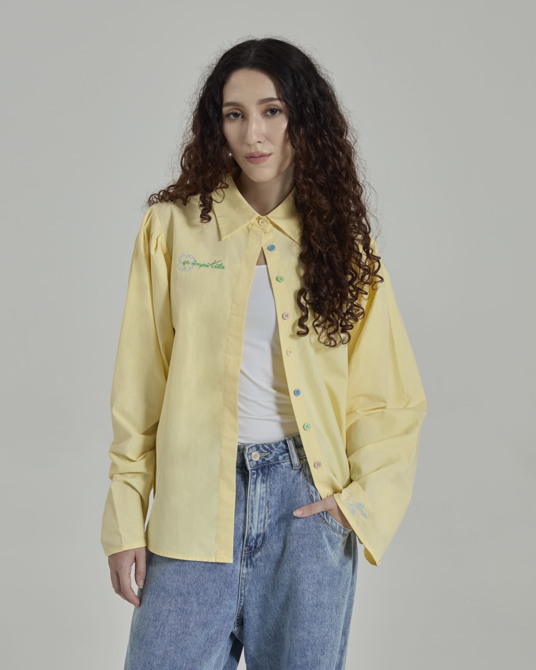 Emily Butter Yellow Solid Puff Sleeves Shirt