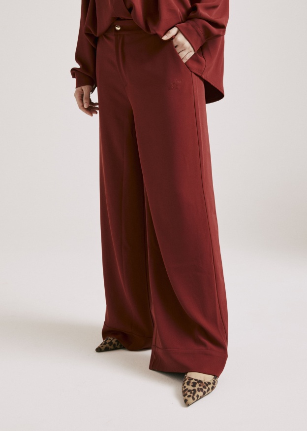 Nadya Burnt Maroon Monogram Loose Pants