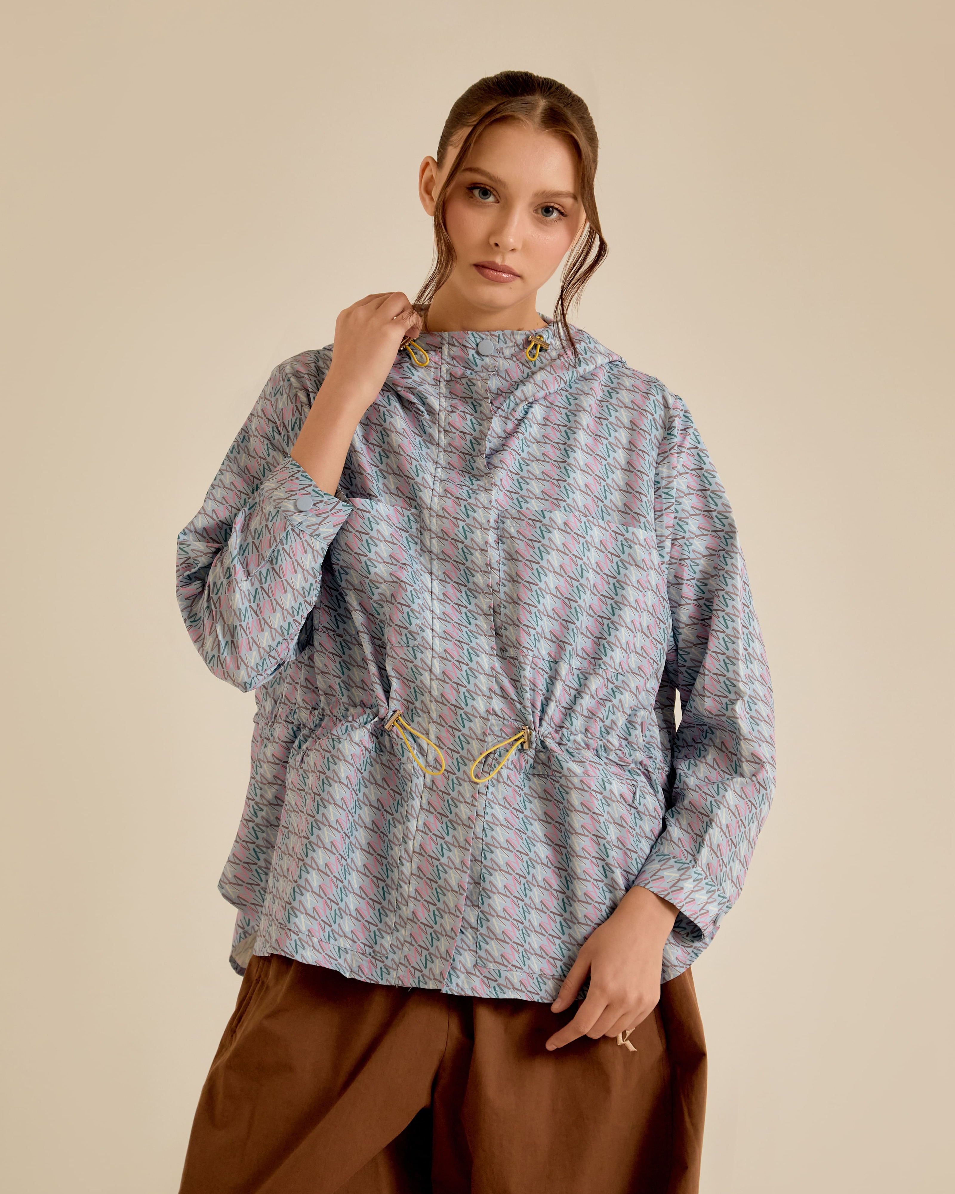 Misha Blue Printed Parka Jacket