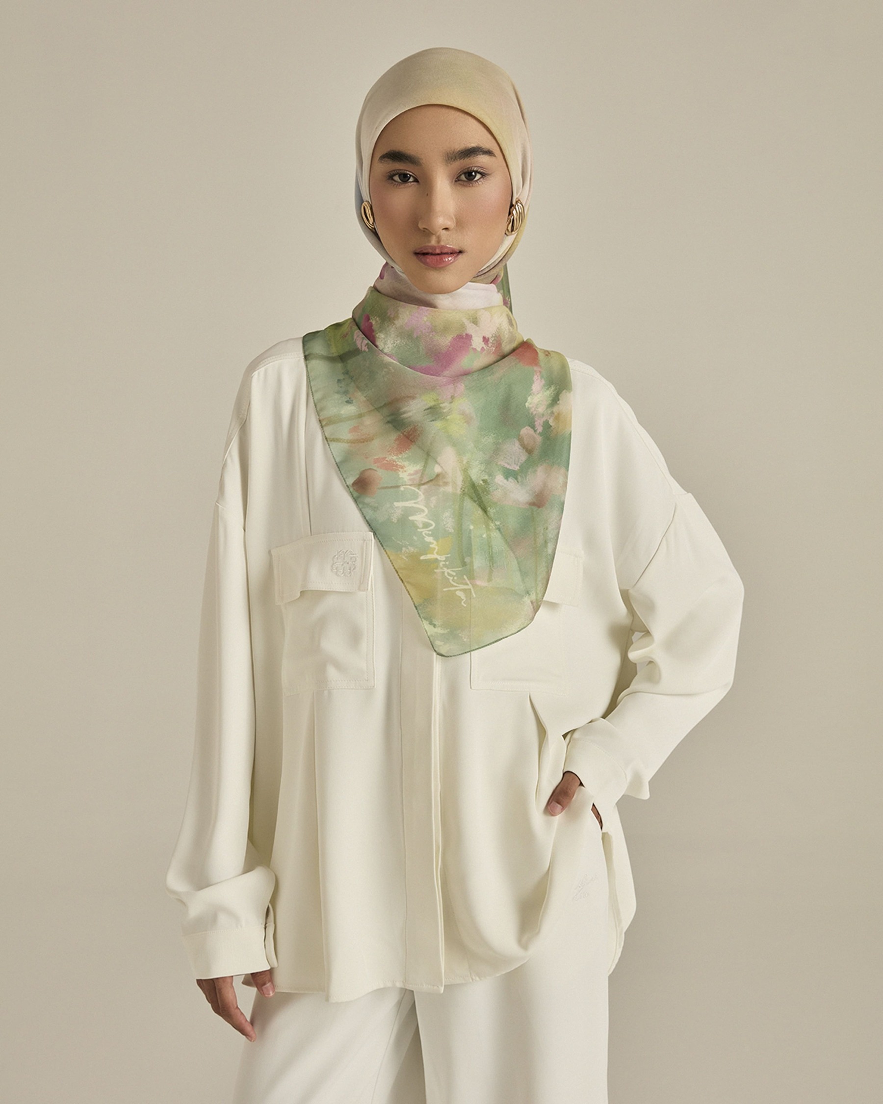 Nadya White Monogram Loose Shirt