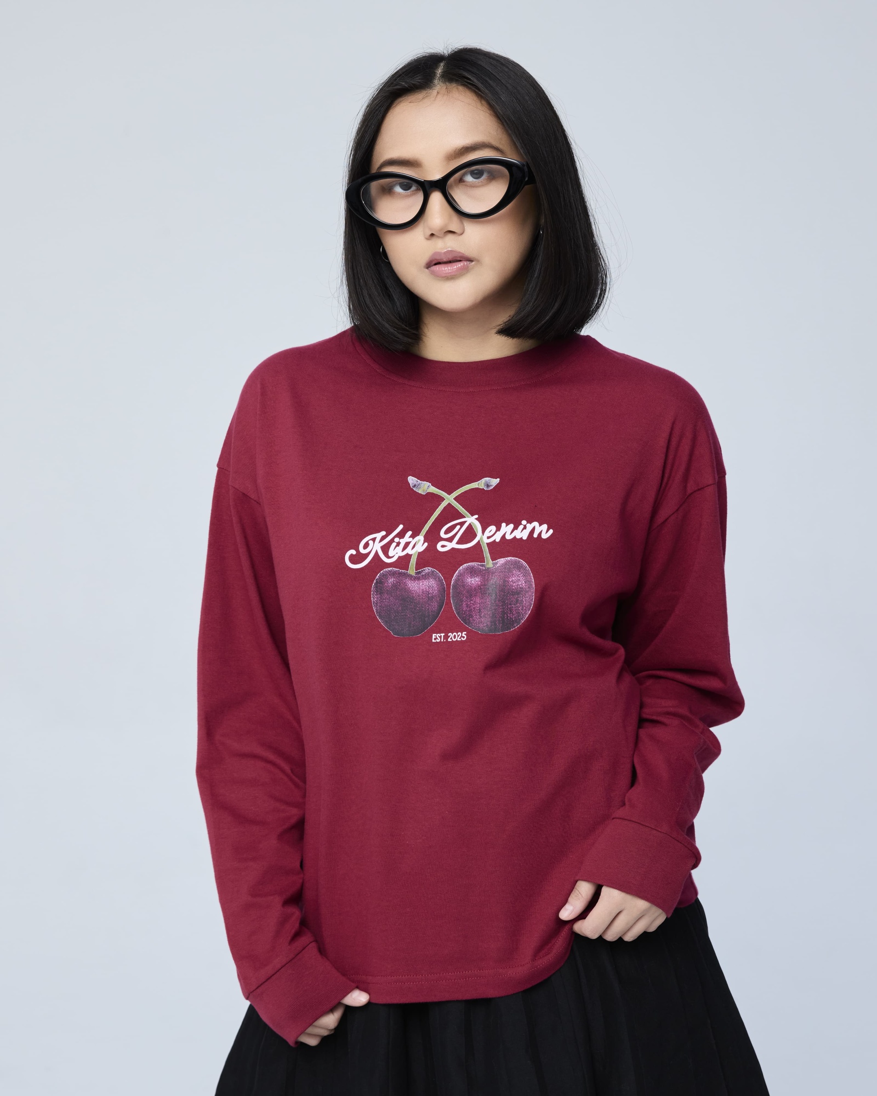 Maroon Kita Denim Graphic Jumper