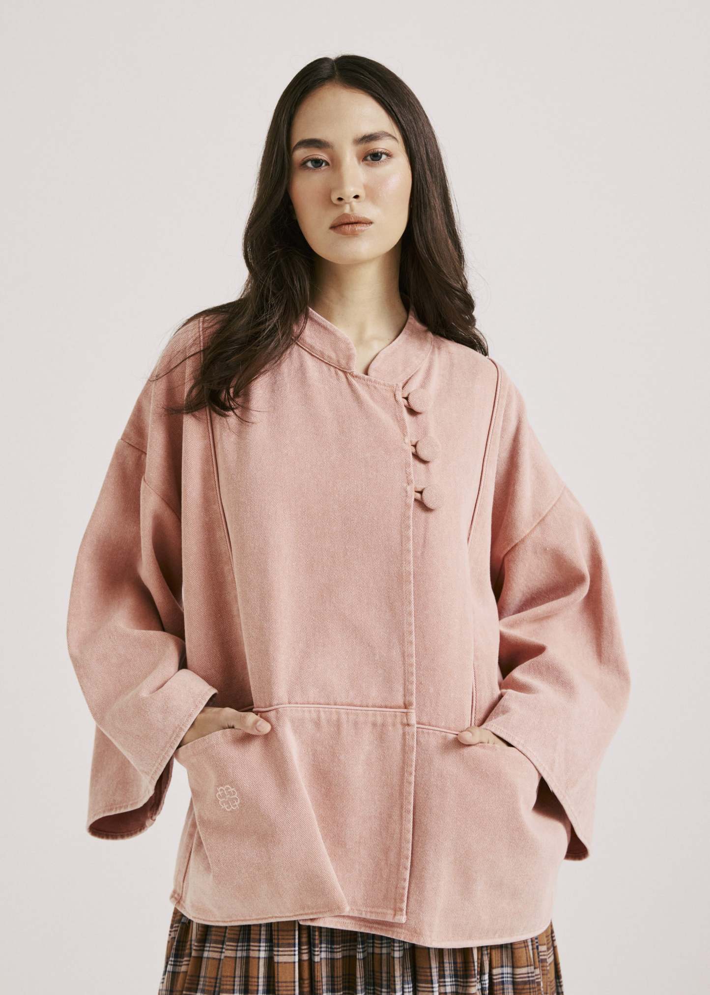 Rasha Peach Fuzz Monogram Denim Kimono