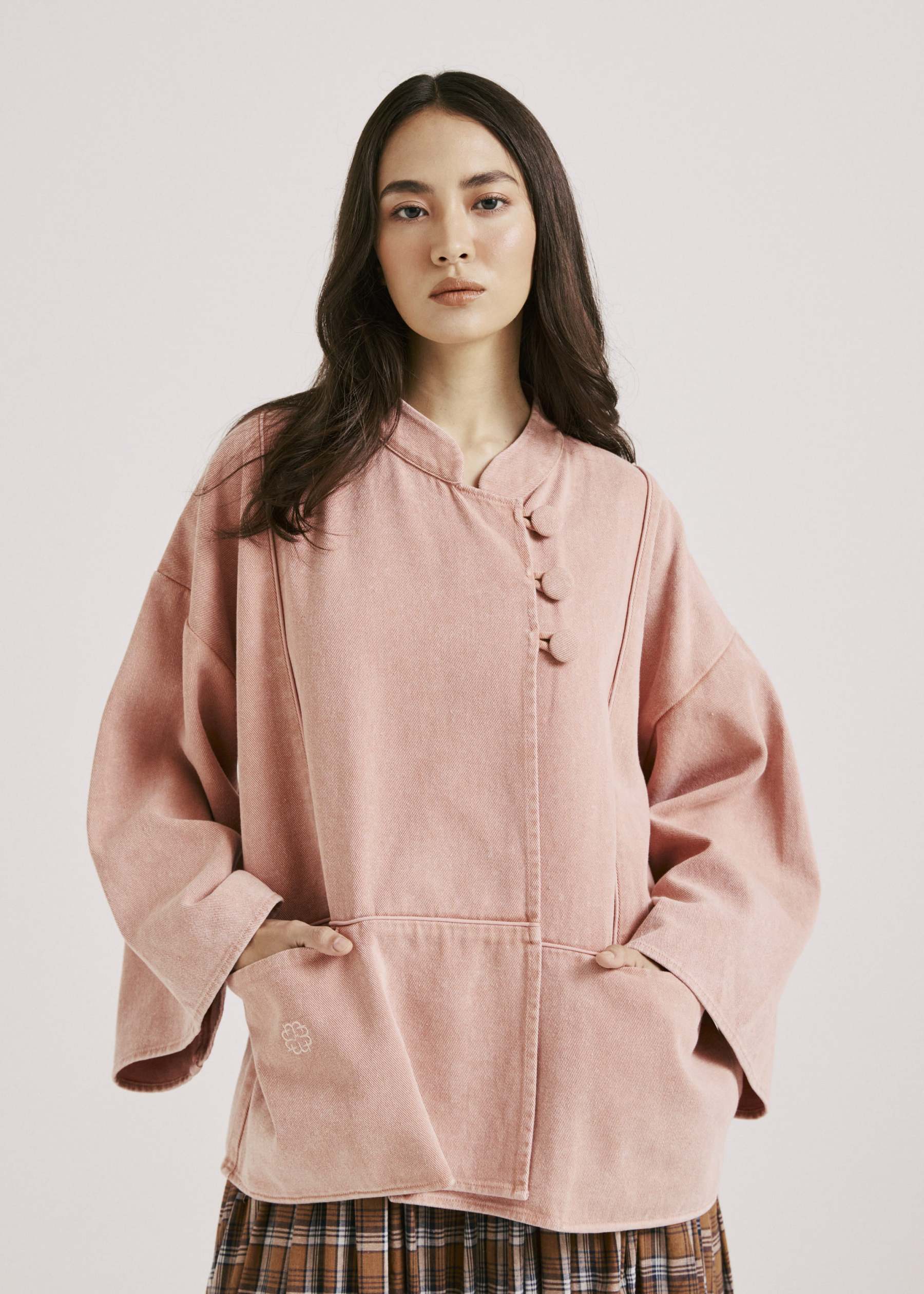Rasha Peach Fuzz Monogram Denim Kimono