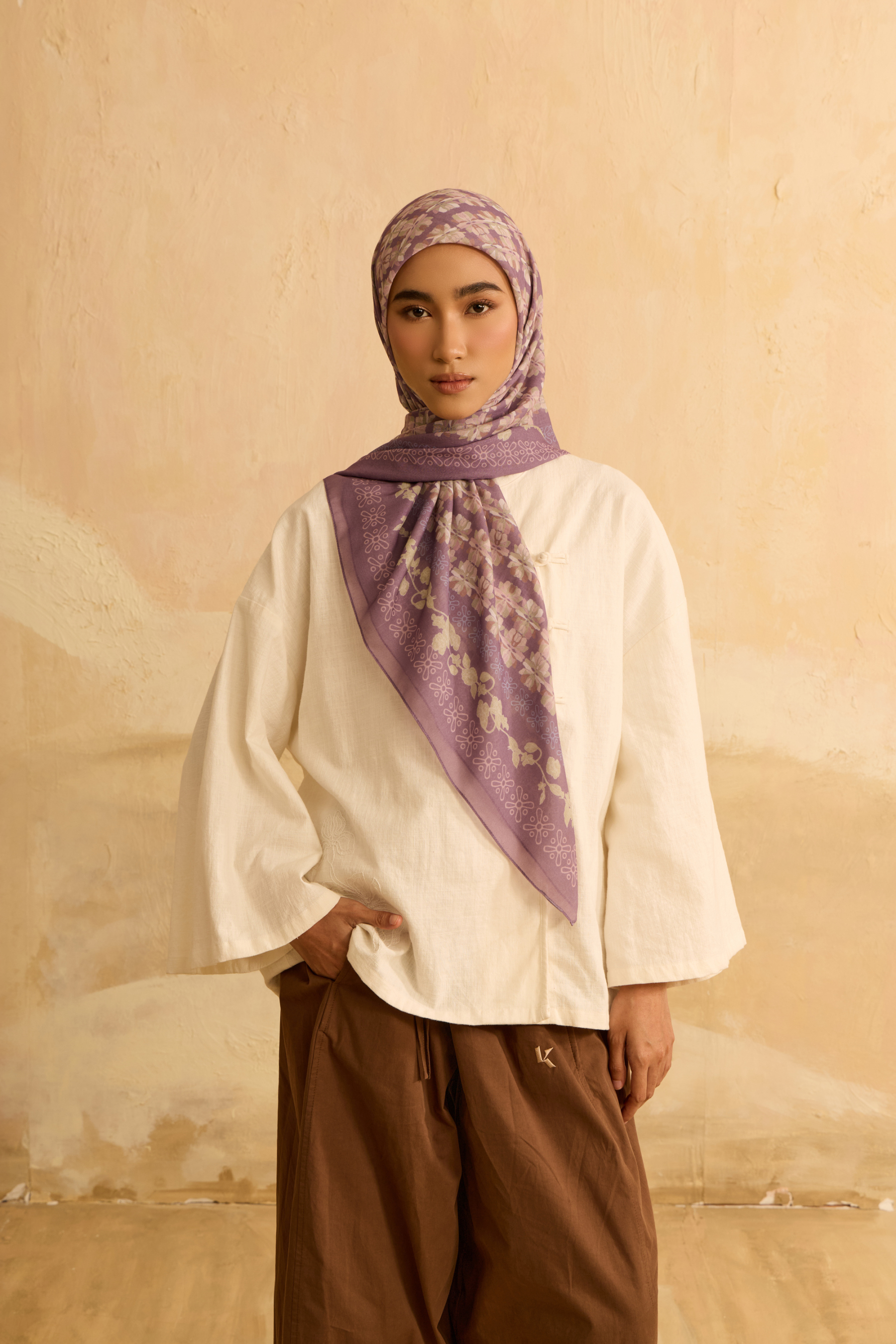 Mimpikita X Elfira Loy Reyna Dusty Purple Square Voile Scarf