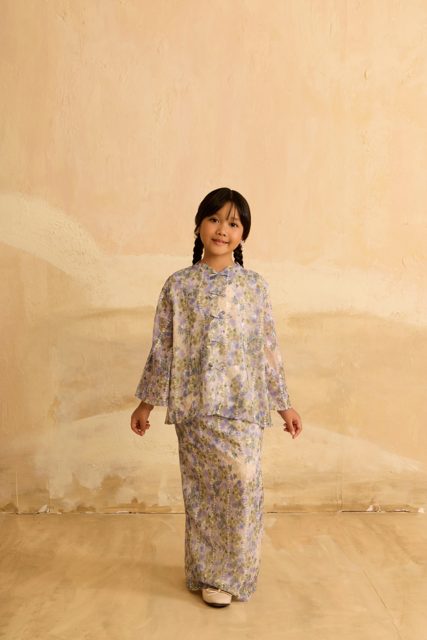 Mini Inara Purple Flora Kurung