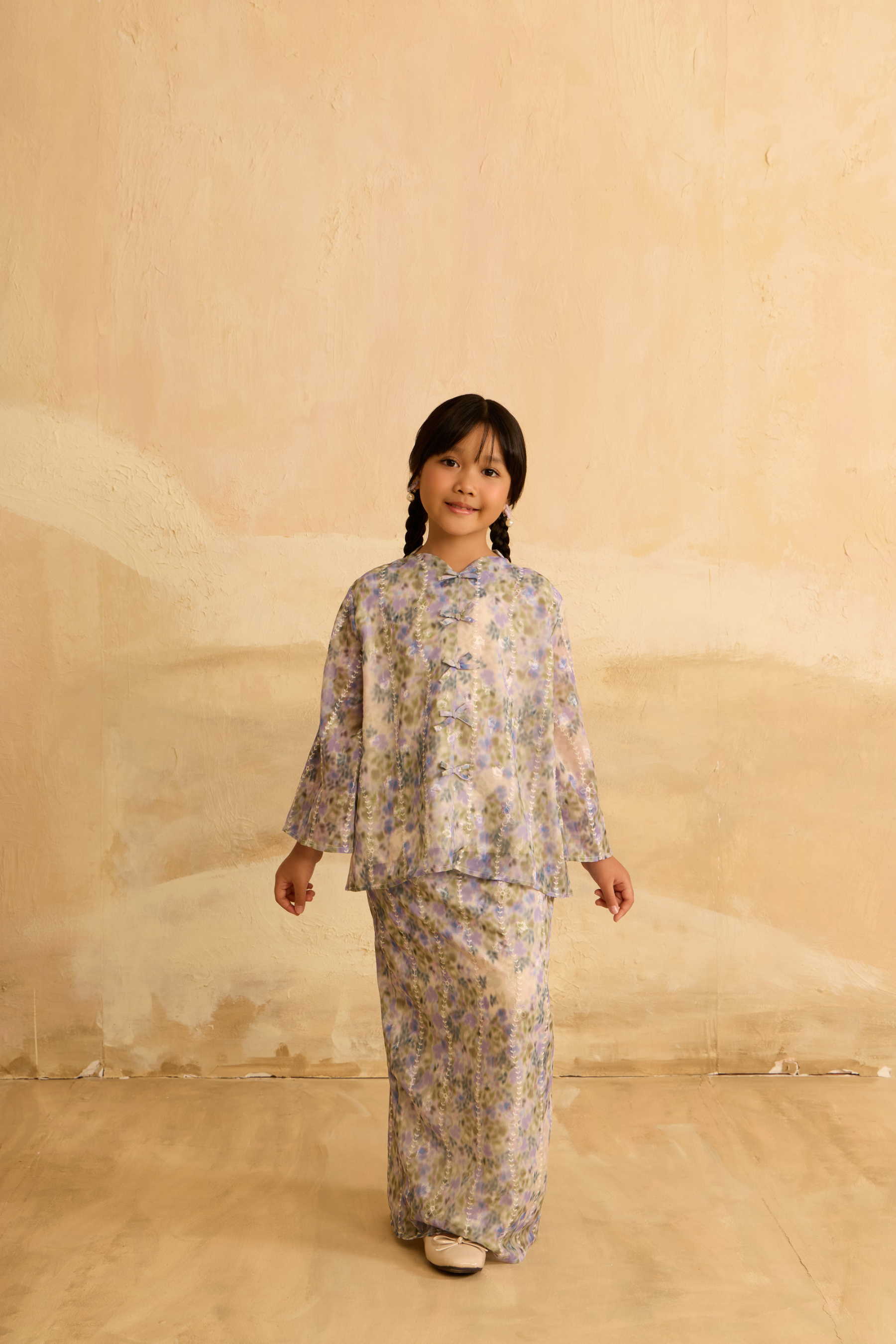 Mini Inara Purple Flora Kurung