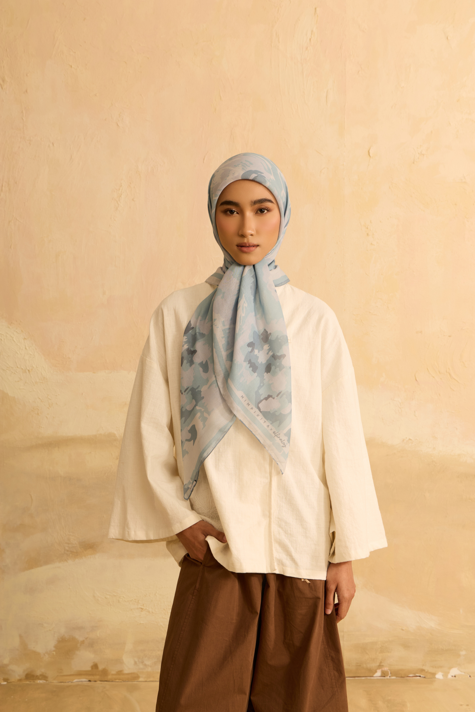 Mimpikita X Elfira Loy Frida Soft Blue Square Voile Scarf
