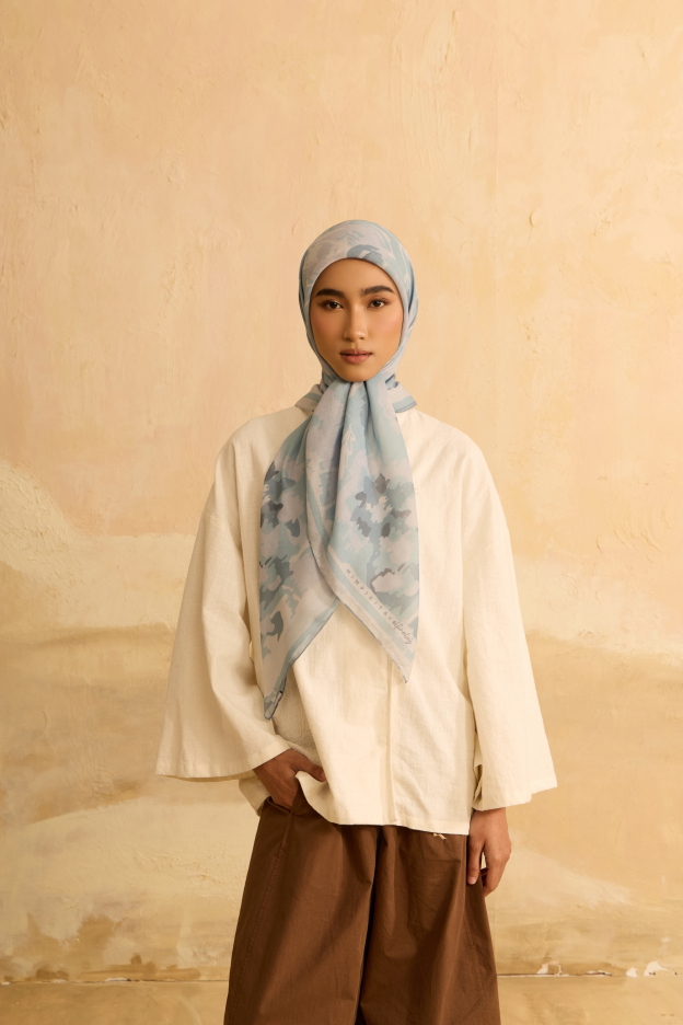 Mimpikita X Elfira Loy Frida Soft Blue Square Voile Scarf