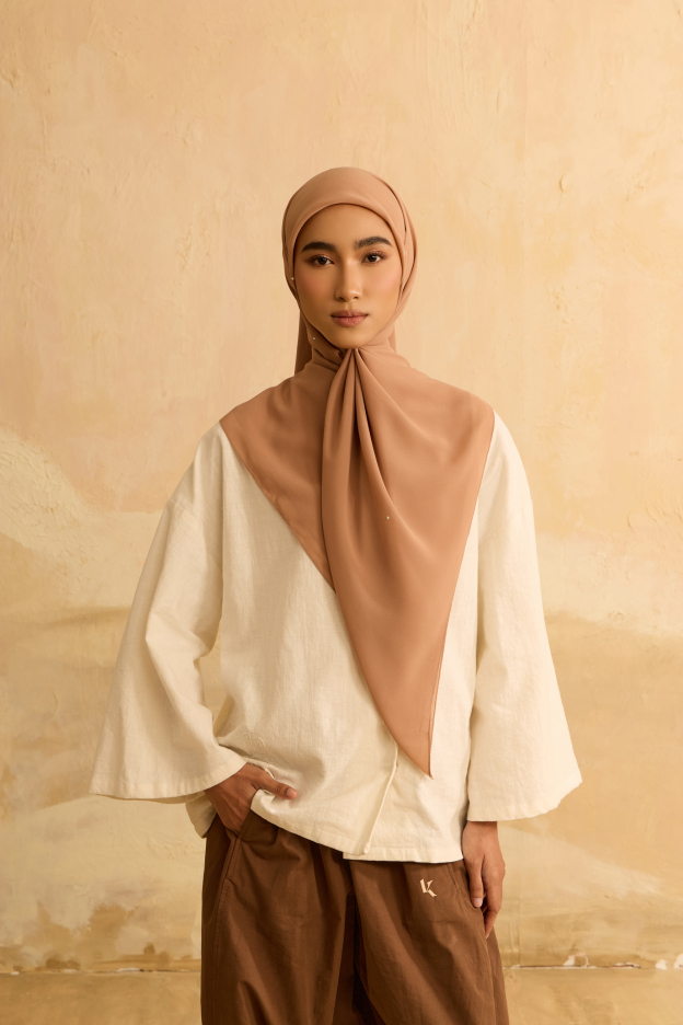 Mimpikita X Elfira Loy Alena Almond Rhinestone Square Chiffon Scarf
