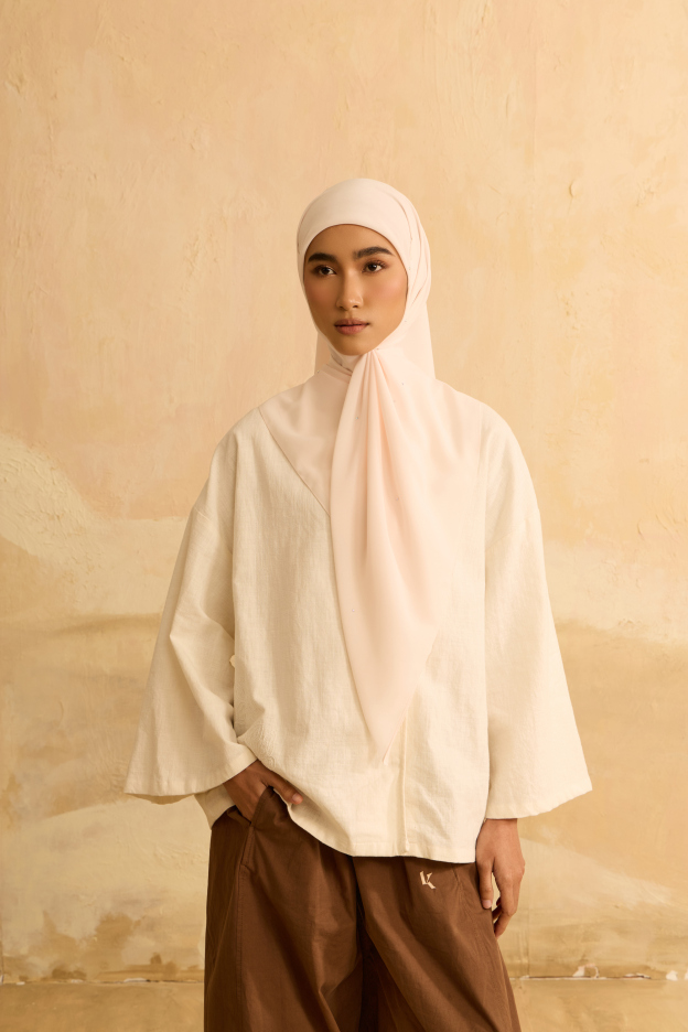 Mimpikita X Elfira Loy Alena Cream Rhinestone Square Chiffon Scarf