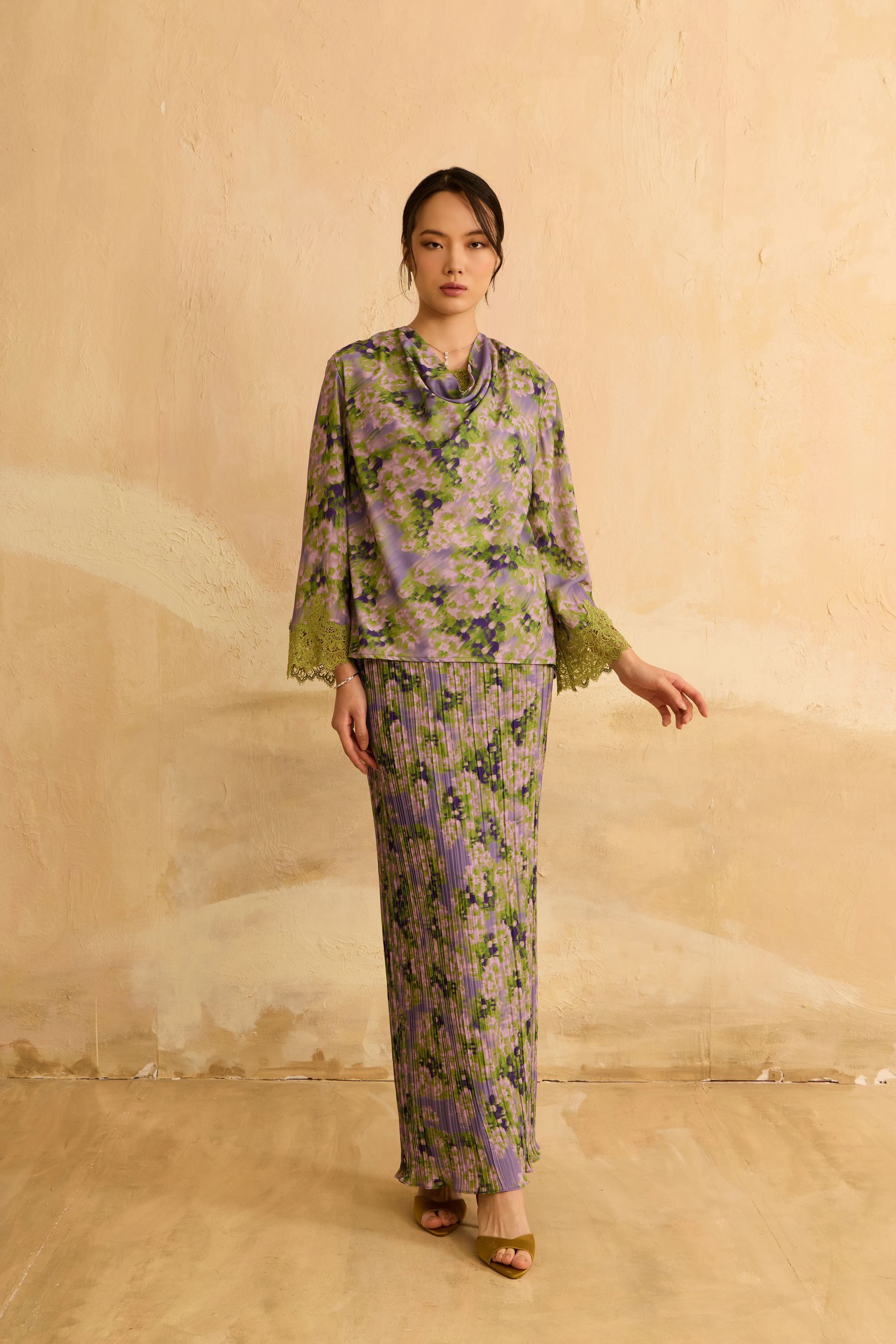 Juwita Purple Draped Pleated Kurung