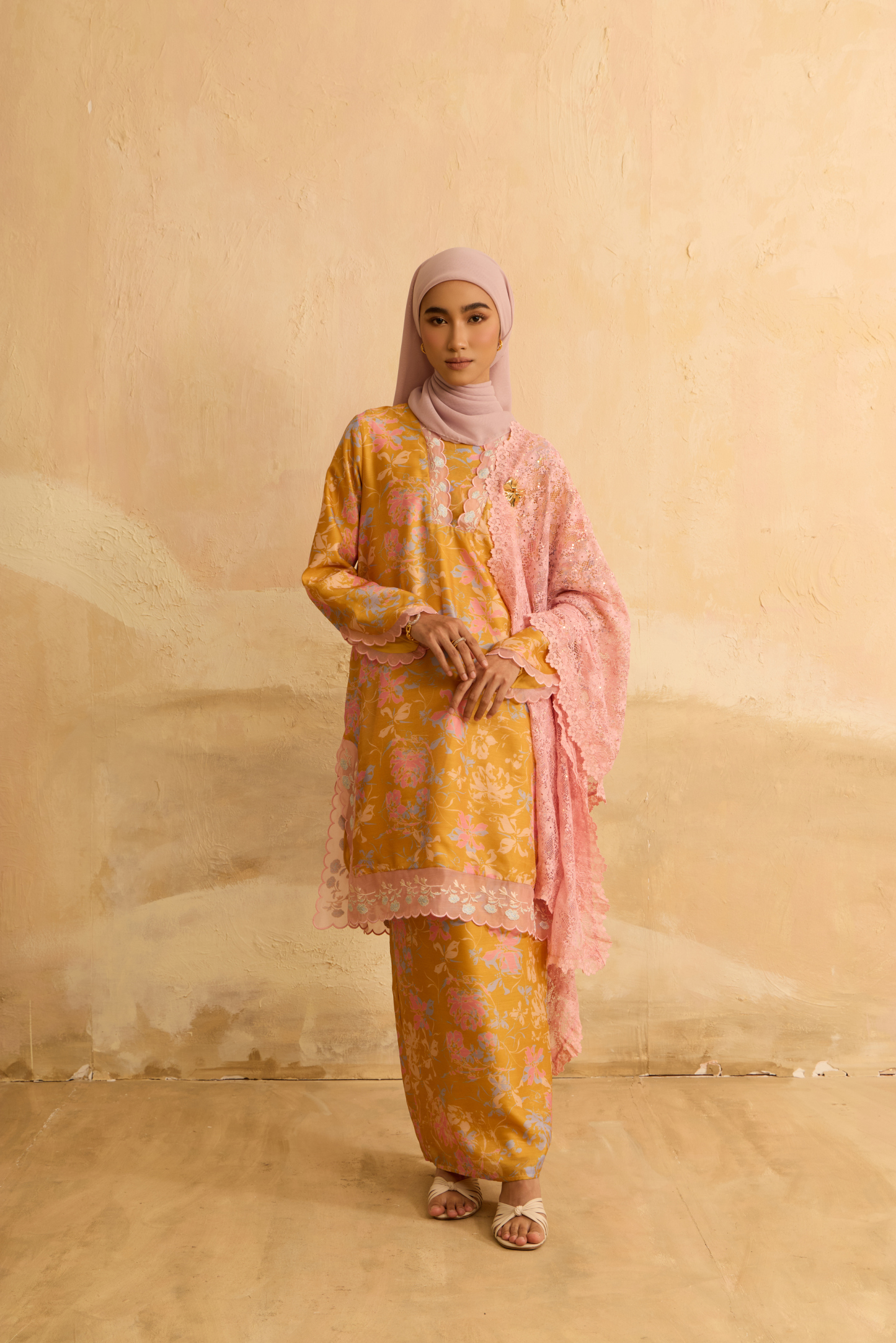 Mentari Yellow Printed Kurung Set