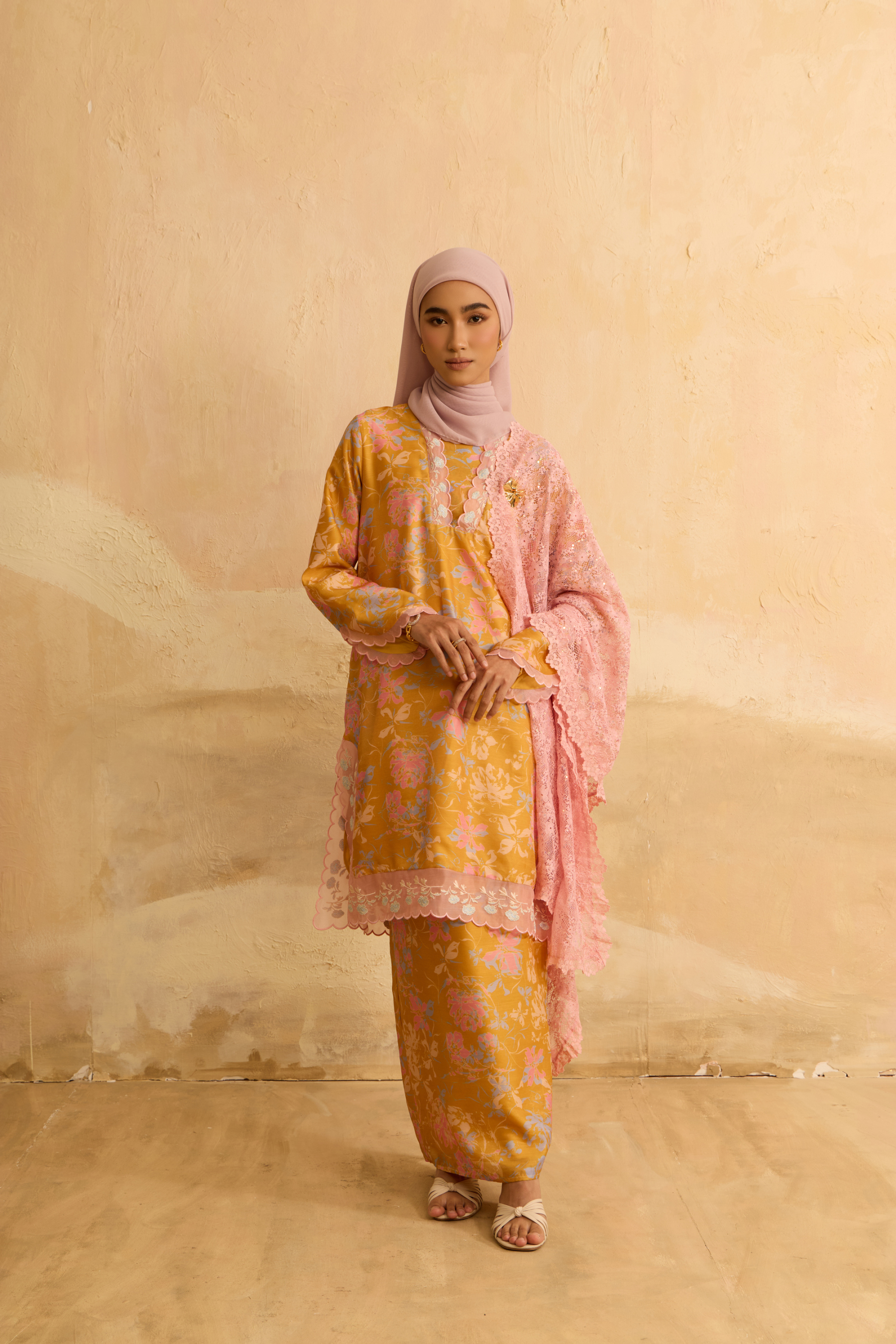 Mentari Yellow Printed Kurung Set