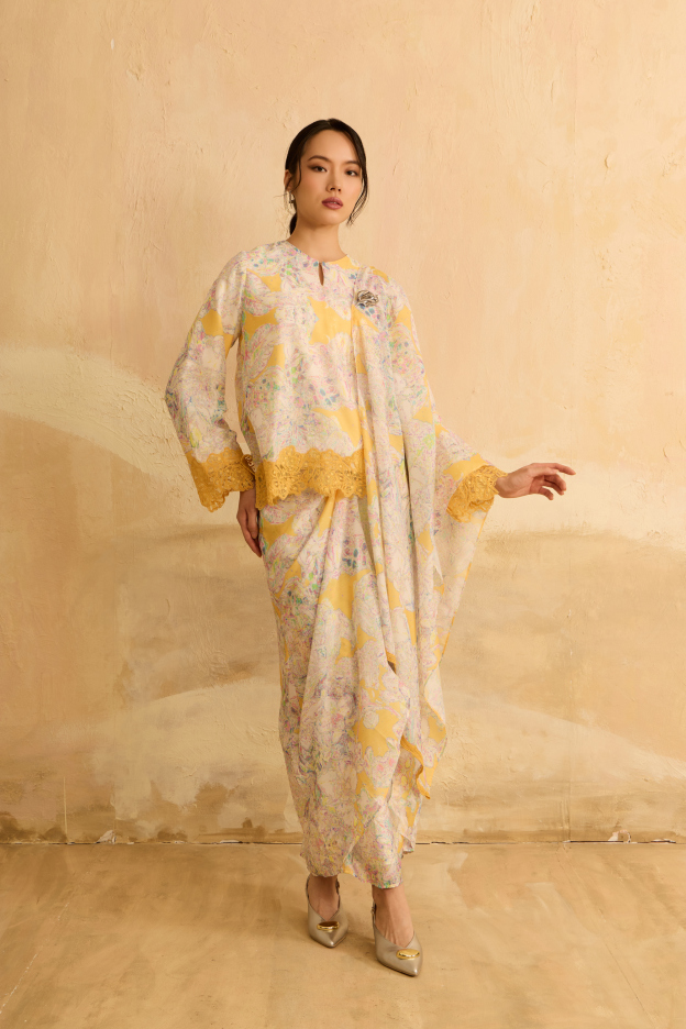 Ruby Yellow Kedah Modern Kurung Set