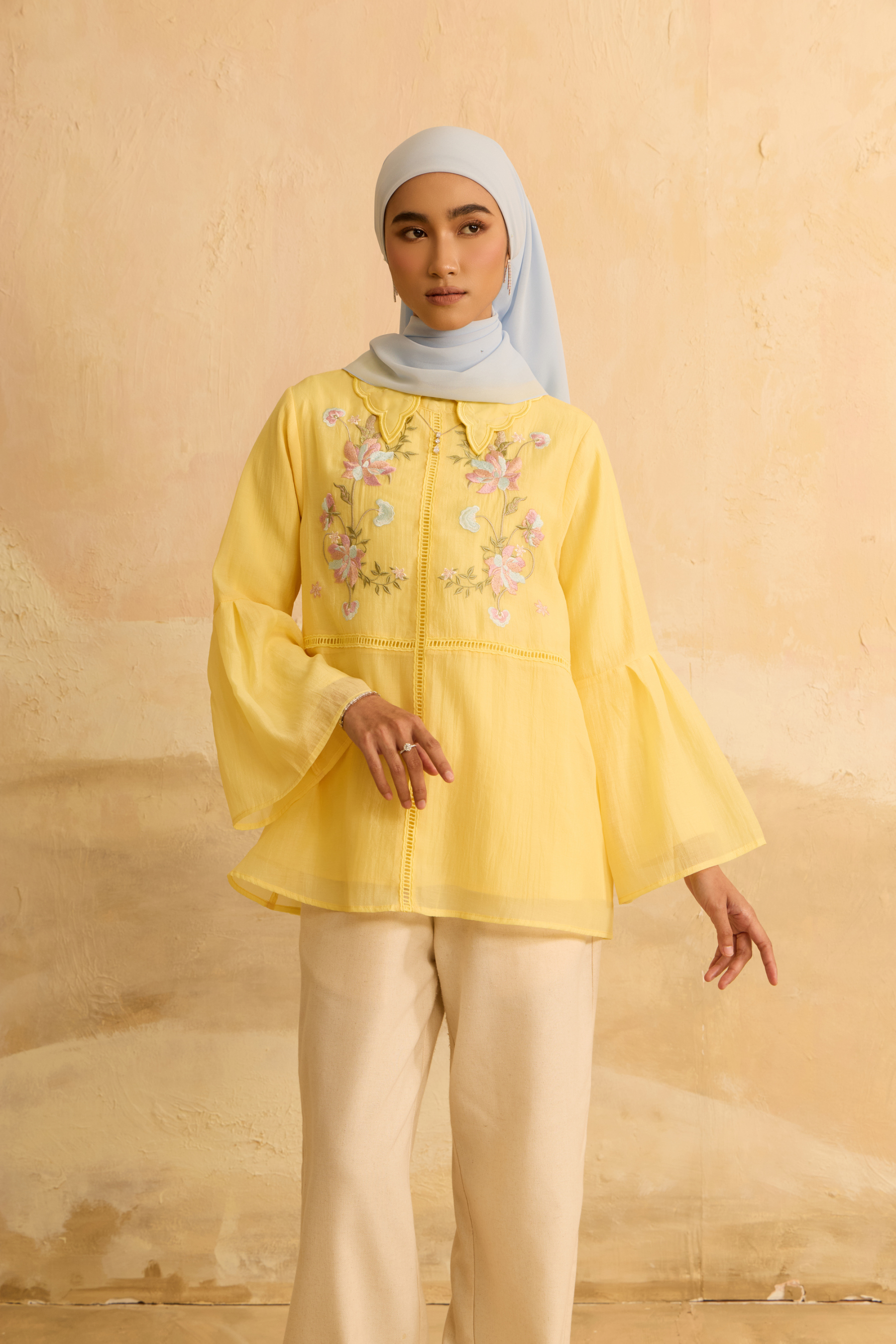Nirmala Butter Yellow Embroidery Top