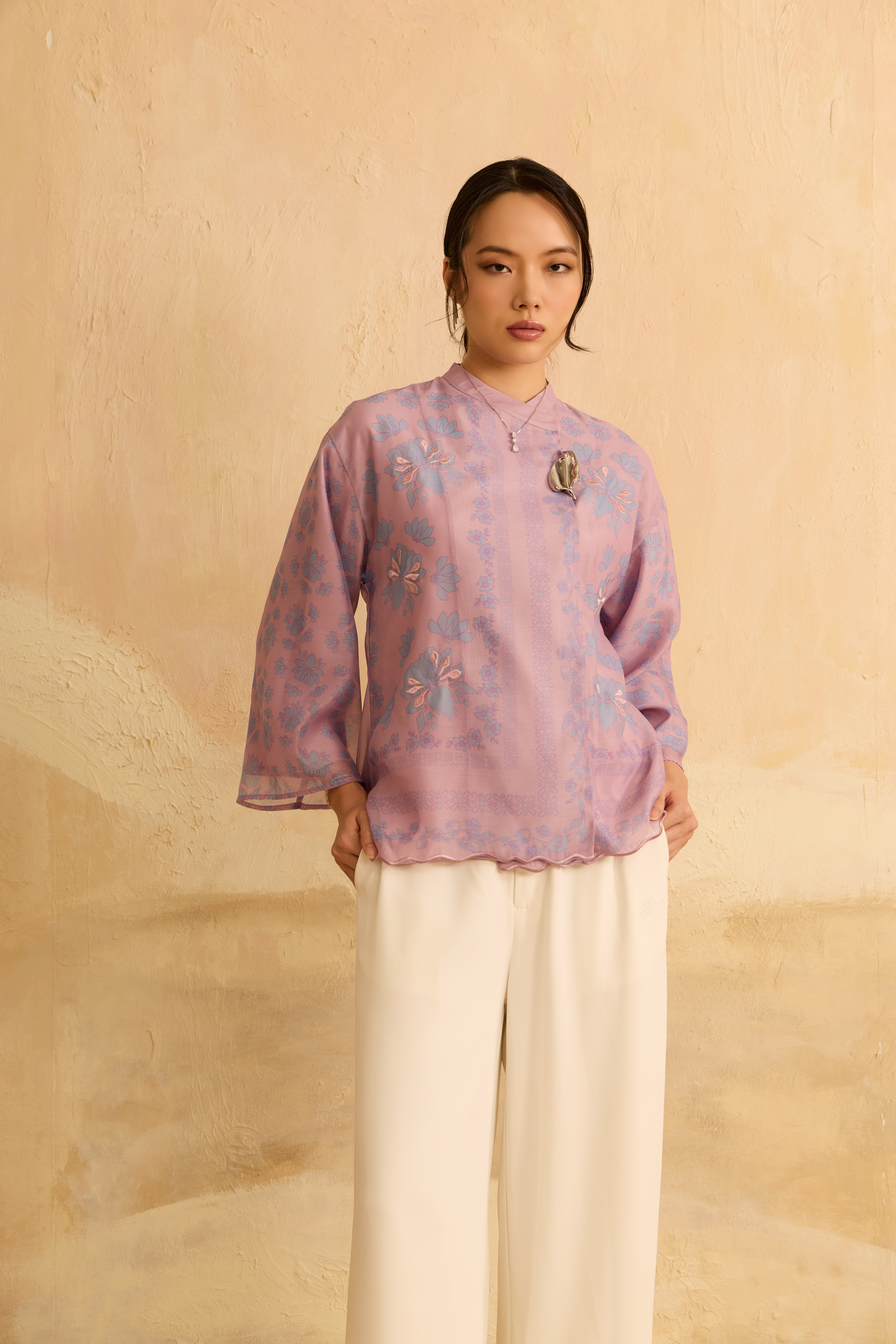 Elda Lilac Printed Boxy Top