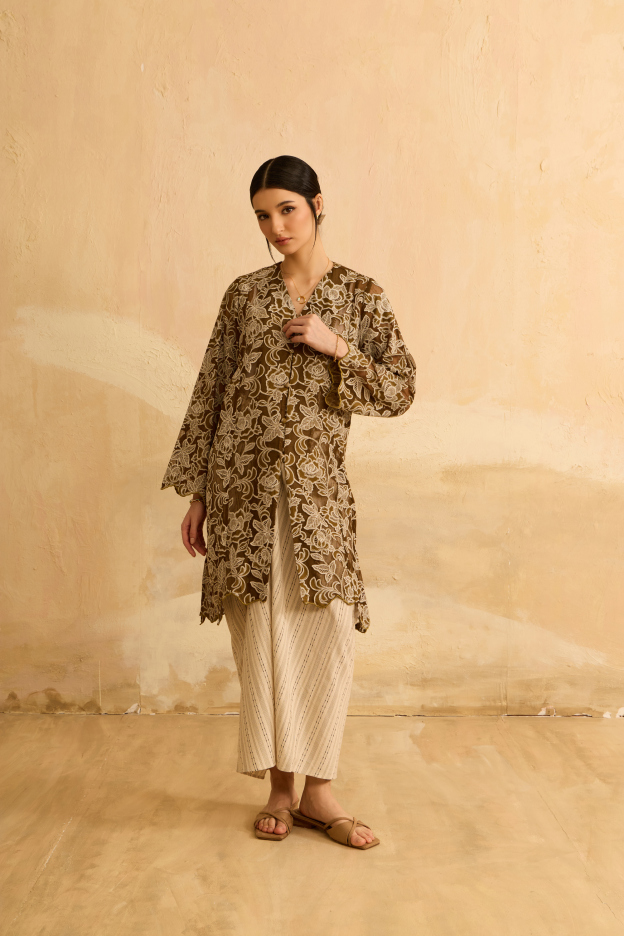 Suri Olive Green Floral Lace Kebaya