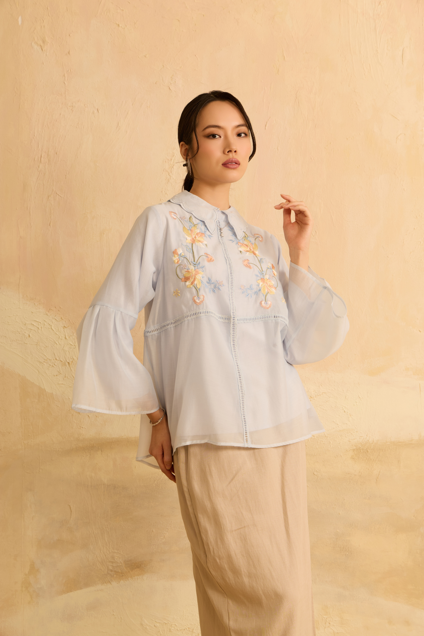 Nirmala Light Blue Embroidery Top