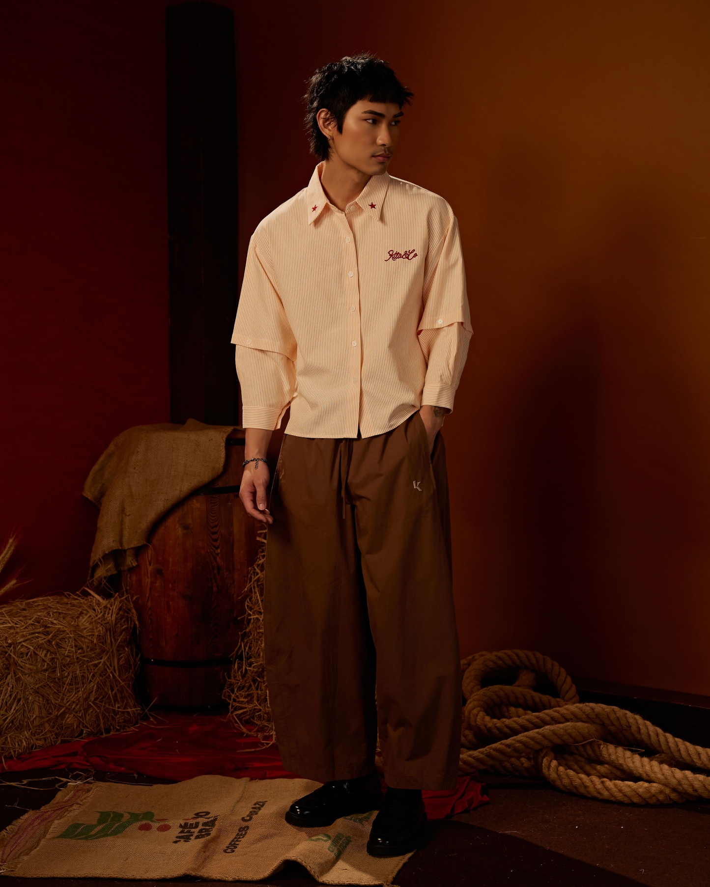 Buy Boxy Detachable-Sleeves Striped Shirt | Kita&Co