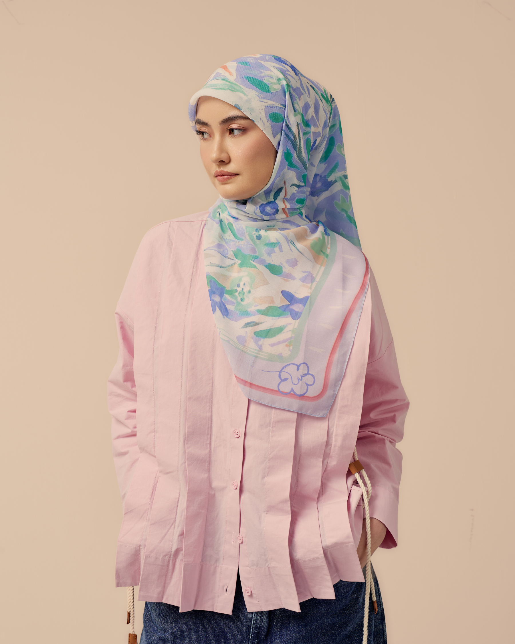 Mimpikita x Pip Of Art "She Blooms" Square Voile Scarf