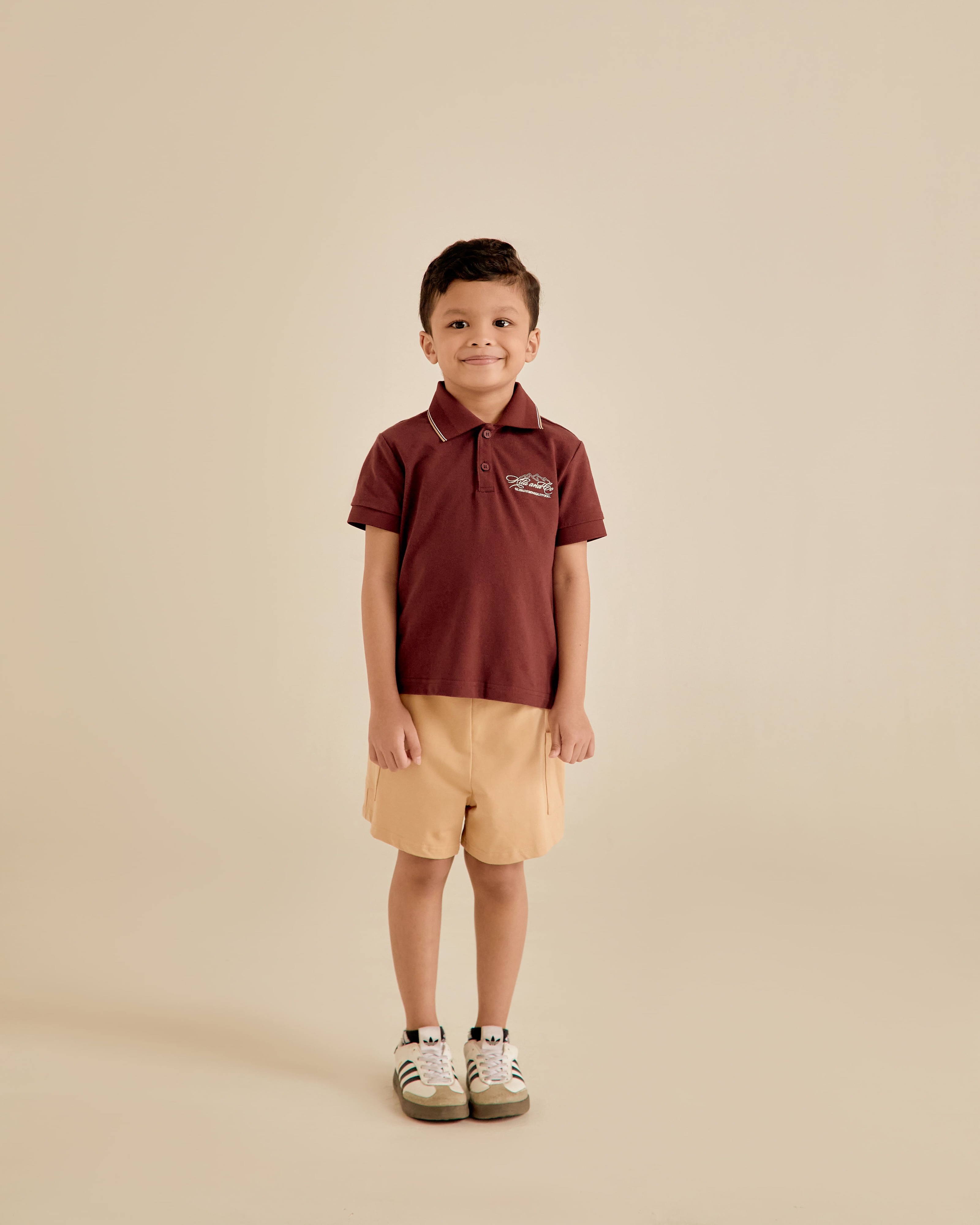 Mini Signature Maroon Regular Fit Polo Shirt