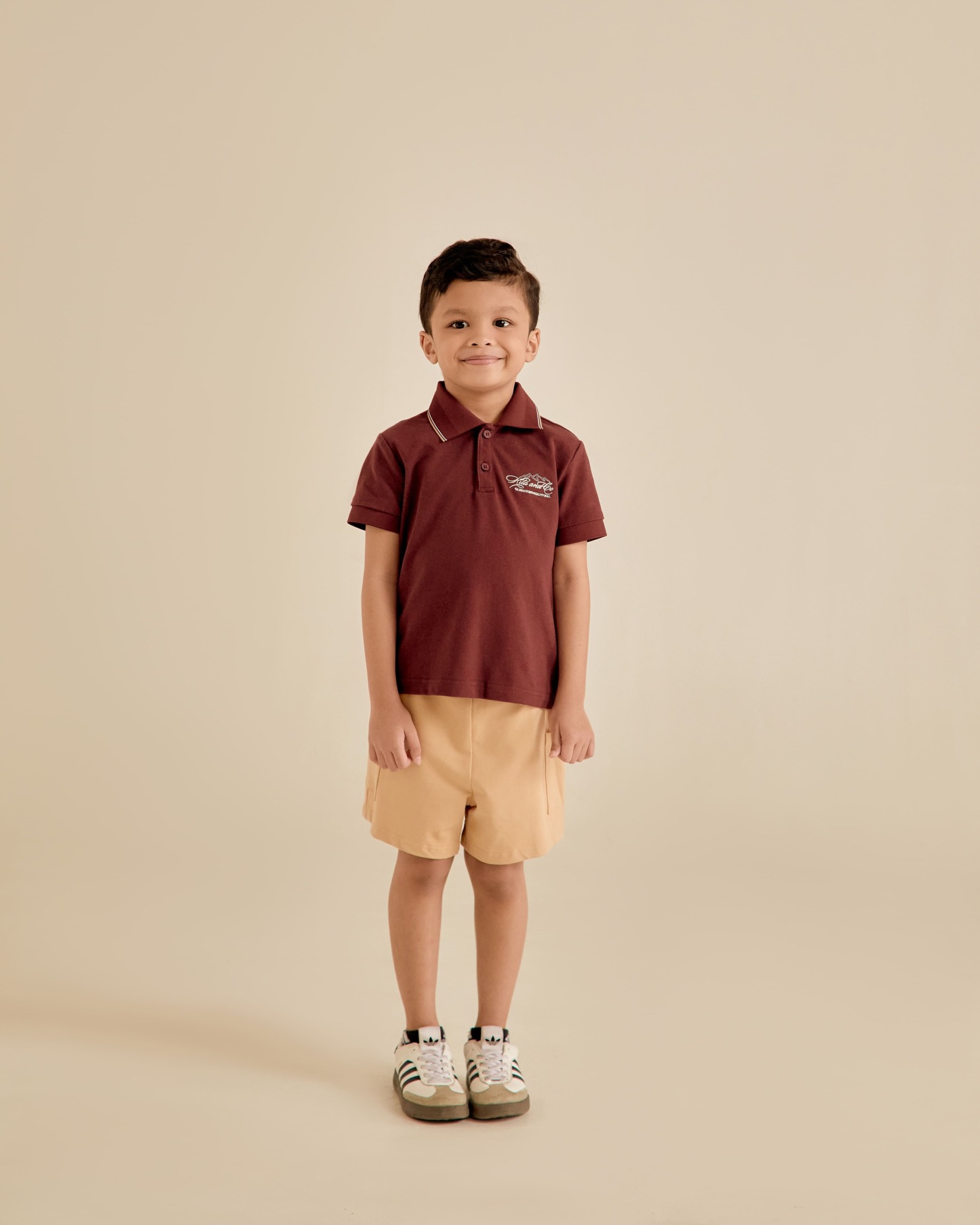Mini Signature Maroon Regular Fit Polo Shirt