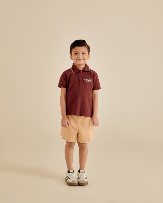 Mini Signature Maroon Regular Fit Polo Shirt