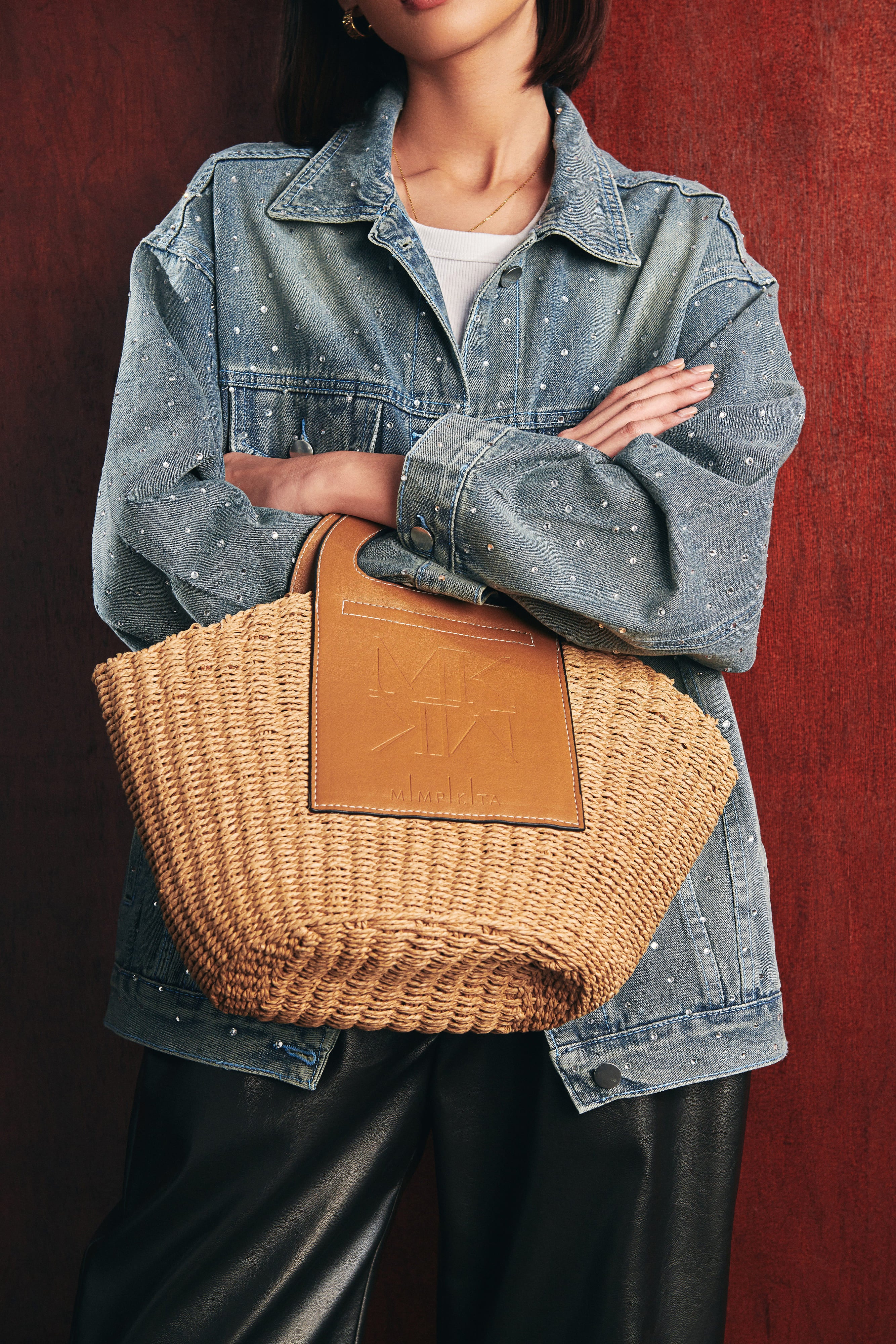 Capri Brown Straw Woven Totebag