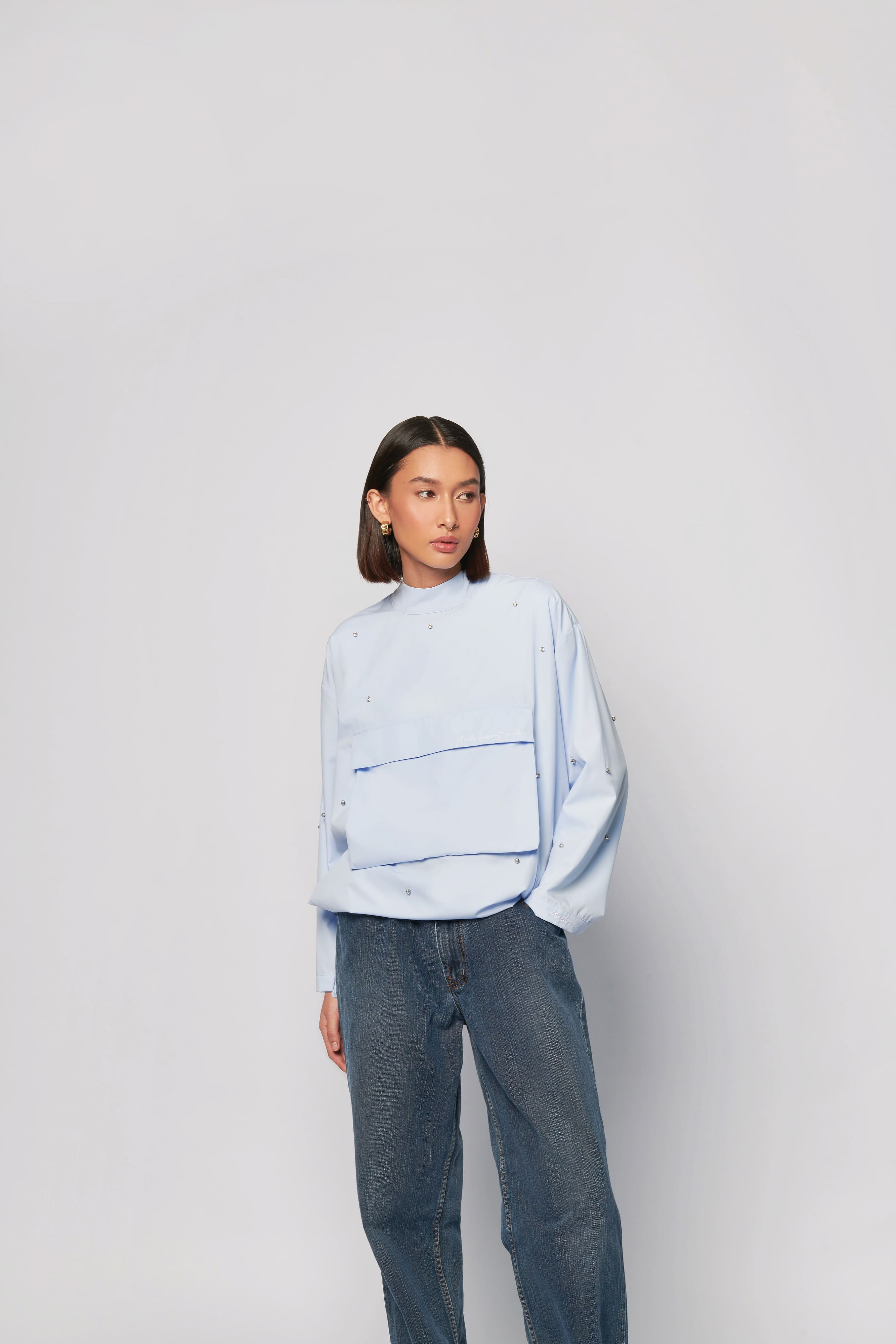 Gemma Baby Blue Pocket Boxy Top