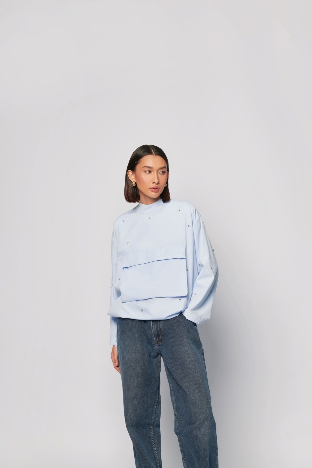 Gemma Baby Blue Pocket Boxy Top