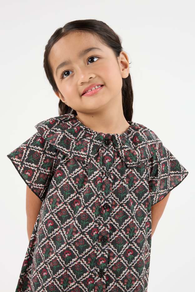 Memoria Black Mini Flounce Dress - Girls