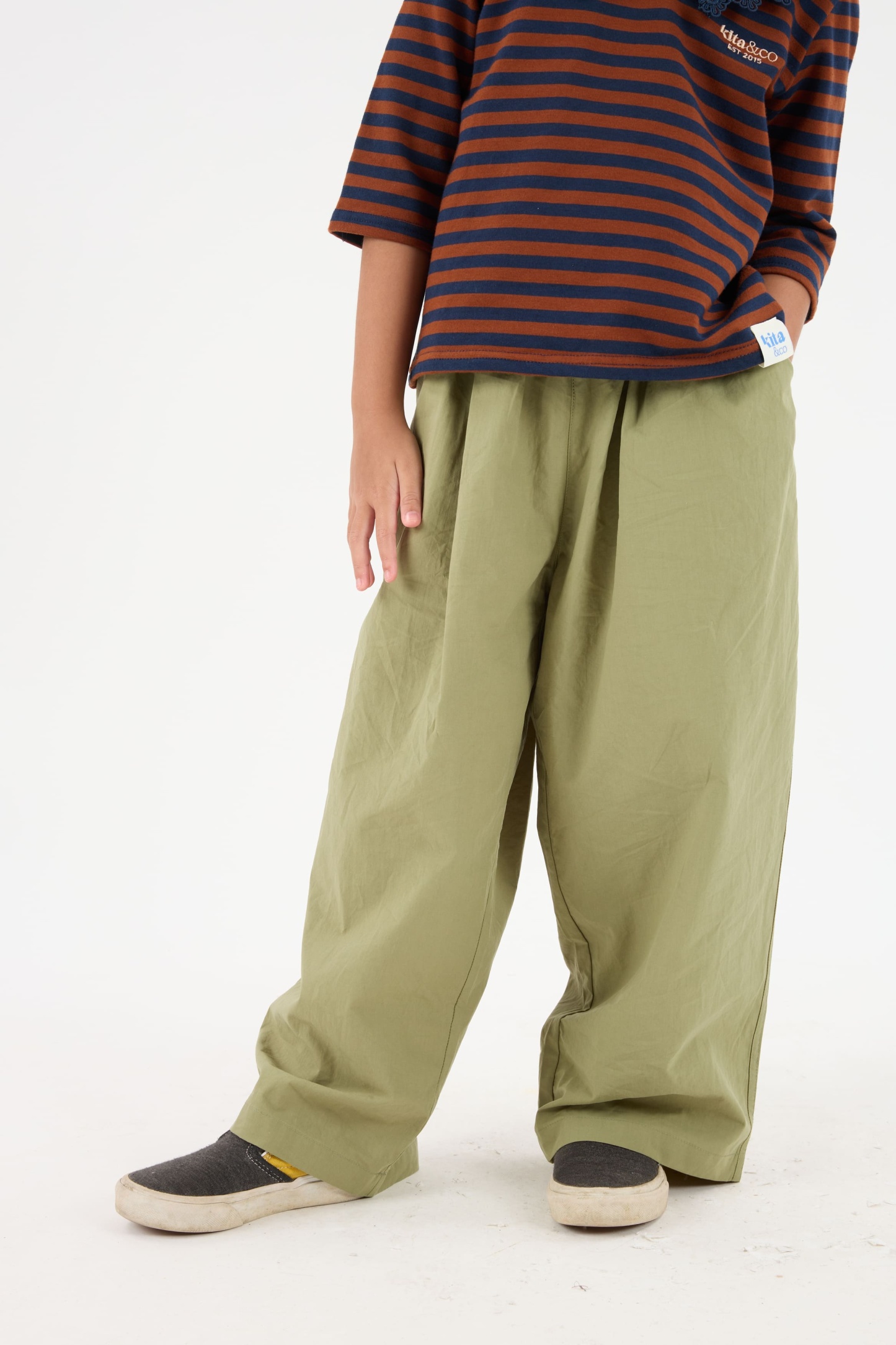Aman Olive Green Mini Baggy Pants