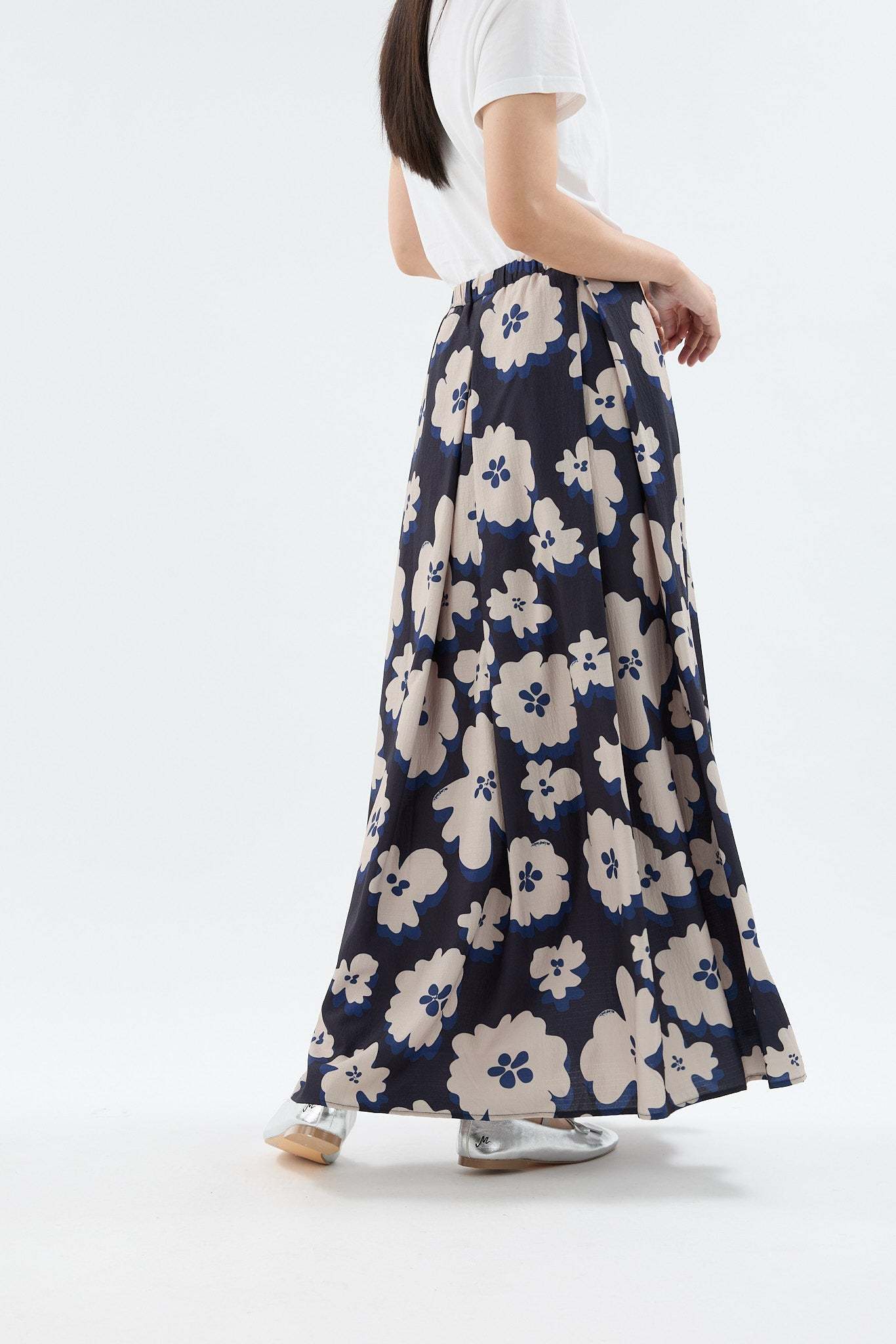 Fiora Black Printed Flare Skirt