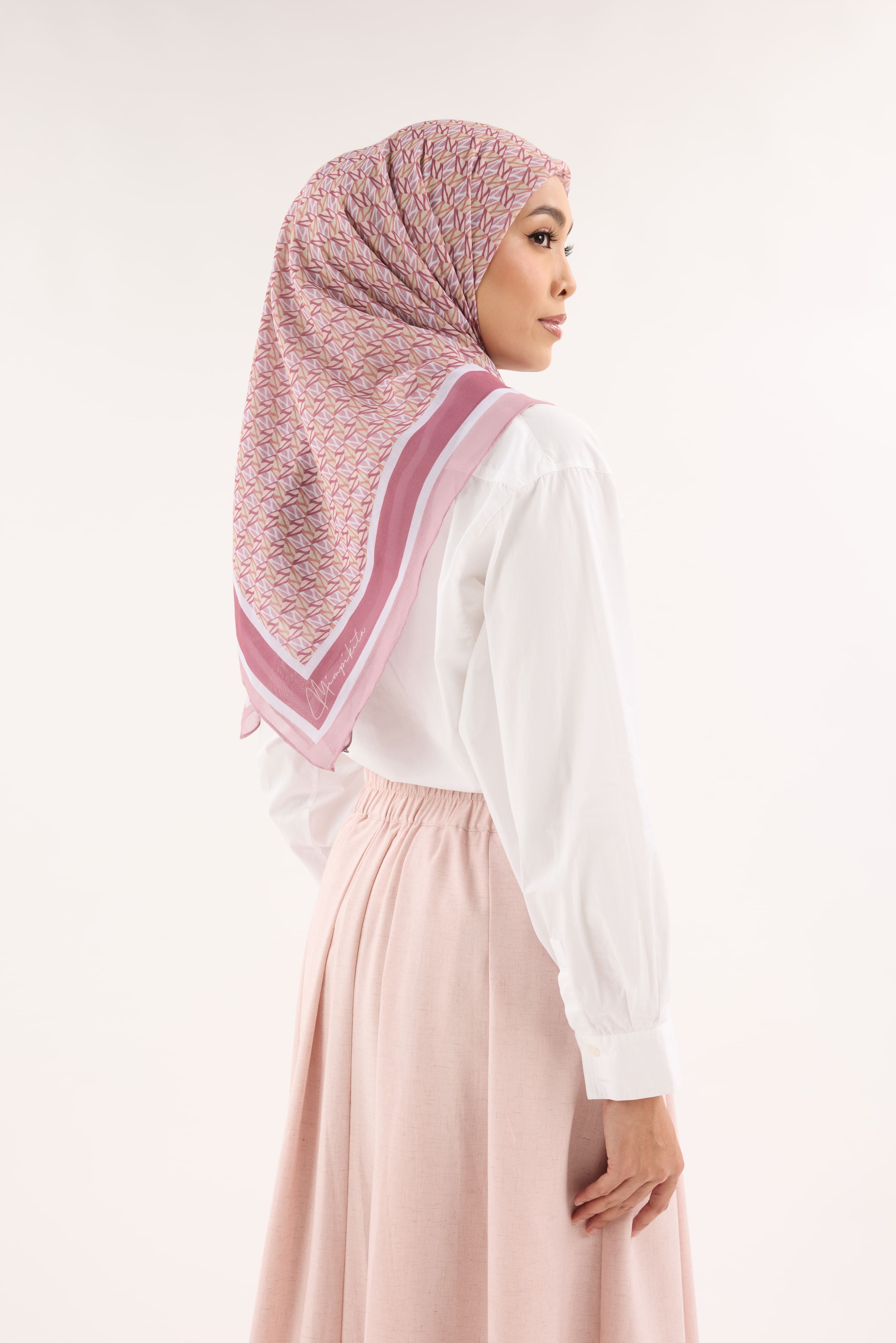 Arica Deep Blush Emblem Square Scarf