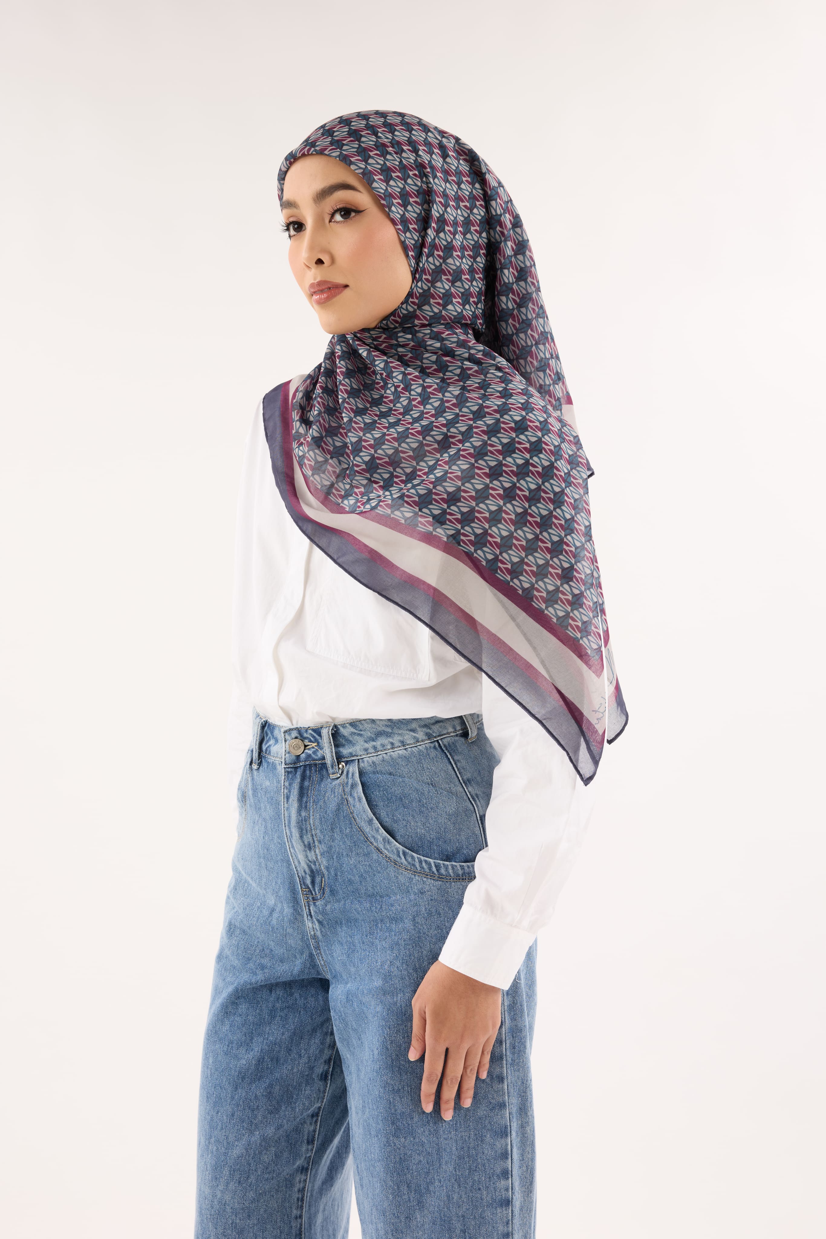 Arica Ash-Burgundy Emblem Square Scarf