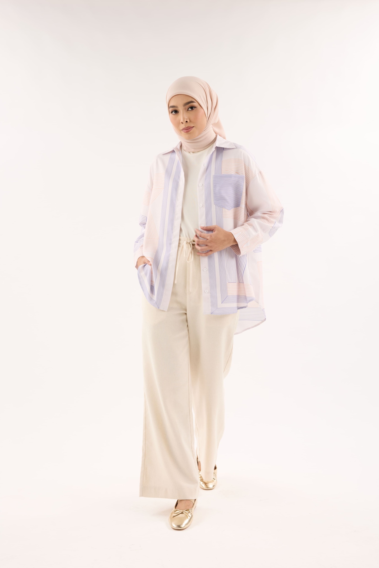 Avery Blue-Lemon Printed Oversized Shirt