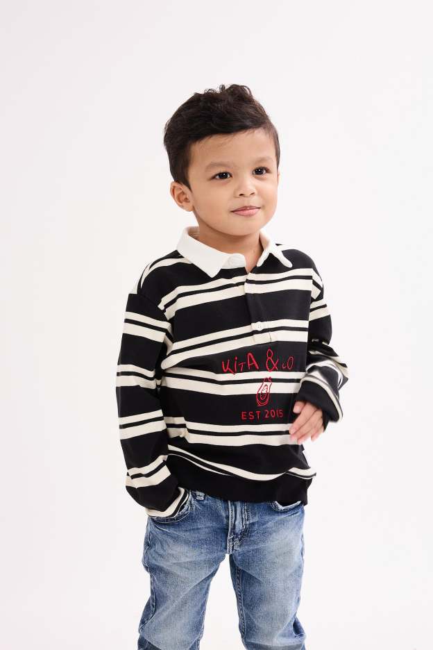 Papaya Black Mini Polo Shirt - Kids