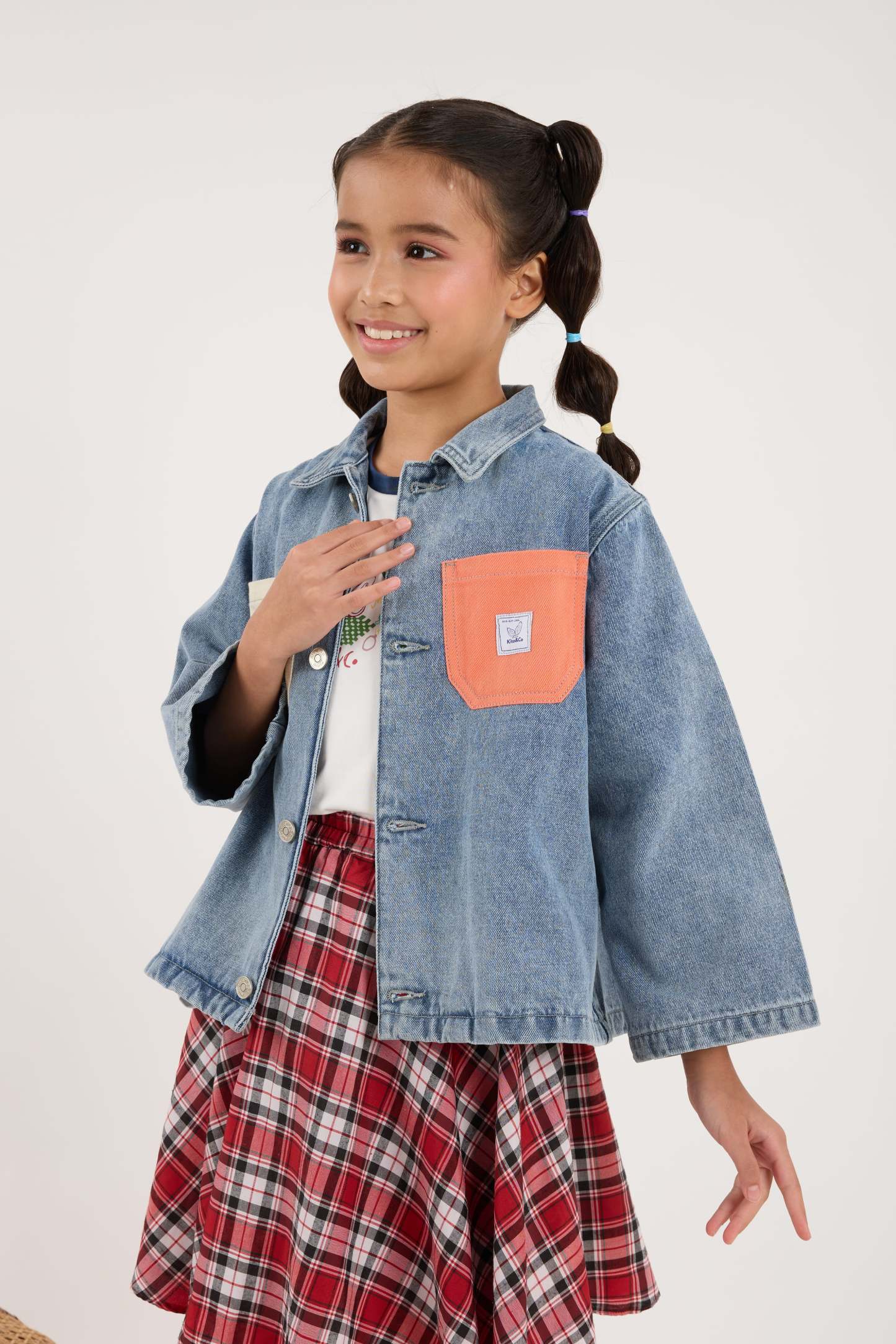 Acid Wash Blue Mini Oversized Denim Shirt - Kids