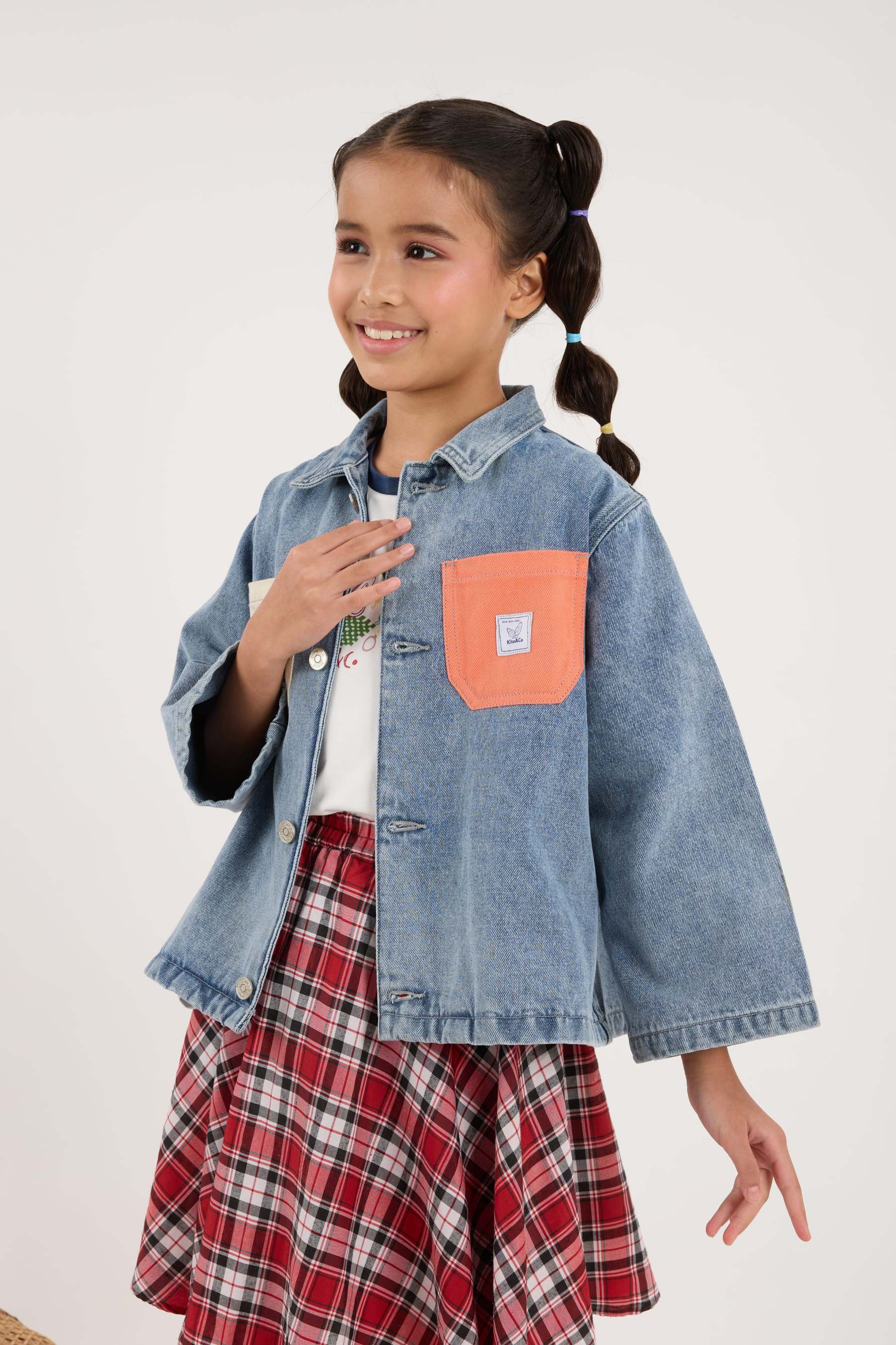 Acid Wash Blue Mini Oversized Denim Shirt - Kids